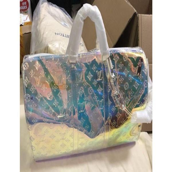 Louis Vuitton Keepall Bandouliere 50 Iridescent Prism Monogram Travel Duffle Bag - Stylish Carry-On for Weekend Getaways & Business Trips