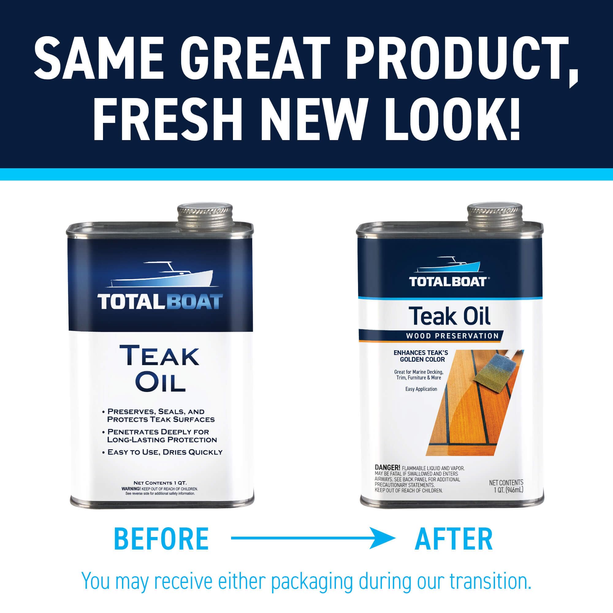 Premium TotalBoat Teak Oil - 1 Quart Marine Wood Sealer & Protector for Boats, Outdoor Furniture, Decks & More | Waterproof Finish & UV Protection for Long-Lasting Shine | Ideal for Yachts, Patio Sets & Wooden Outdoor Structures