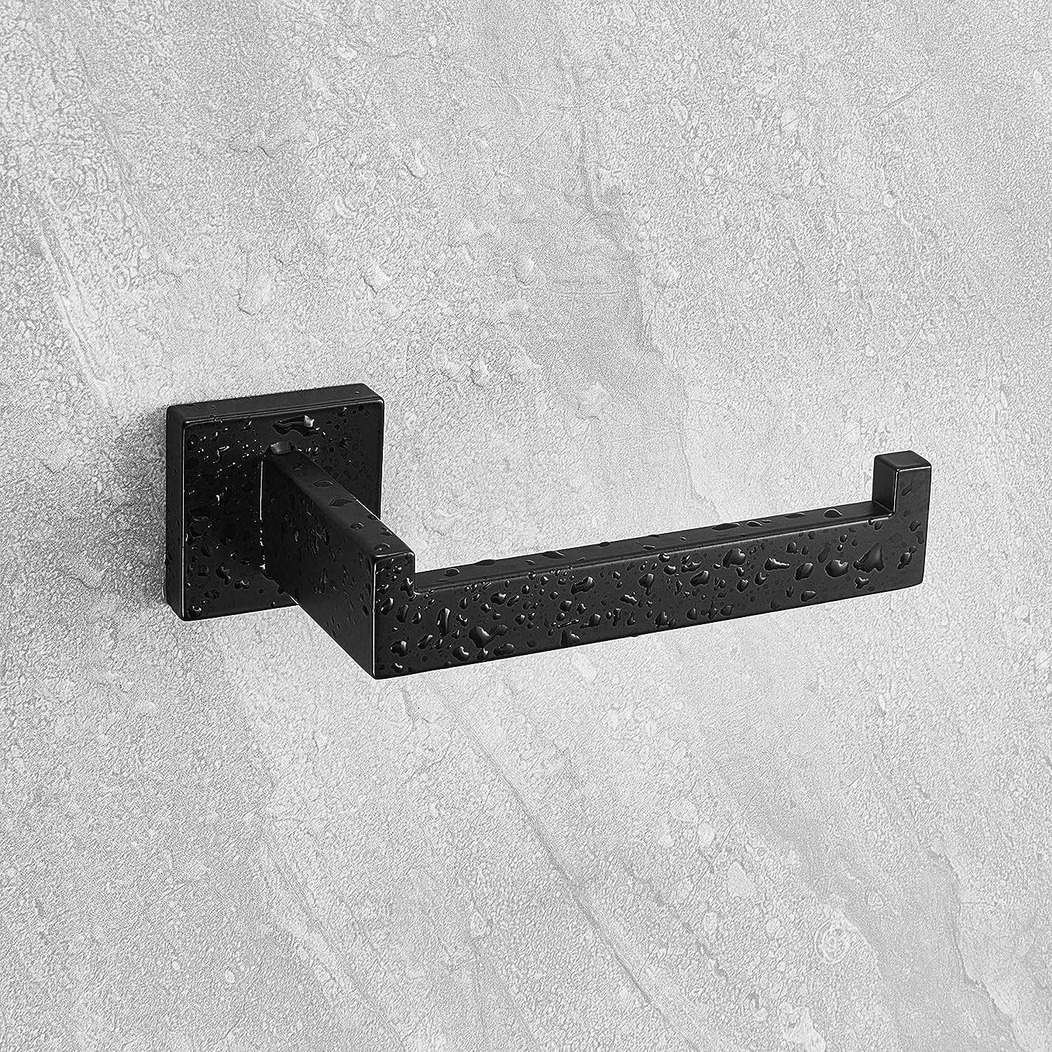Premium 304 Stainless Steel Matte Black Square Toilet Paper Holder - Rustproof Wall-Mounted Bathroom Toilet Roll Holder (2 Pack) - Perfect for Modern Homes, Apartments & Luxury Hotels