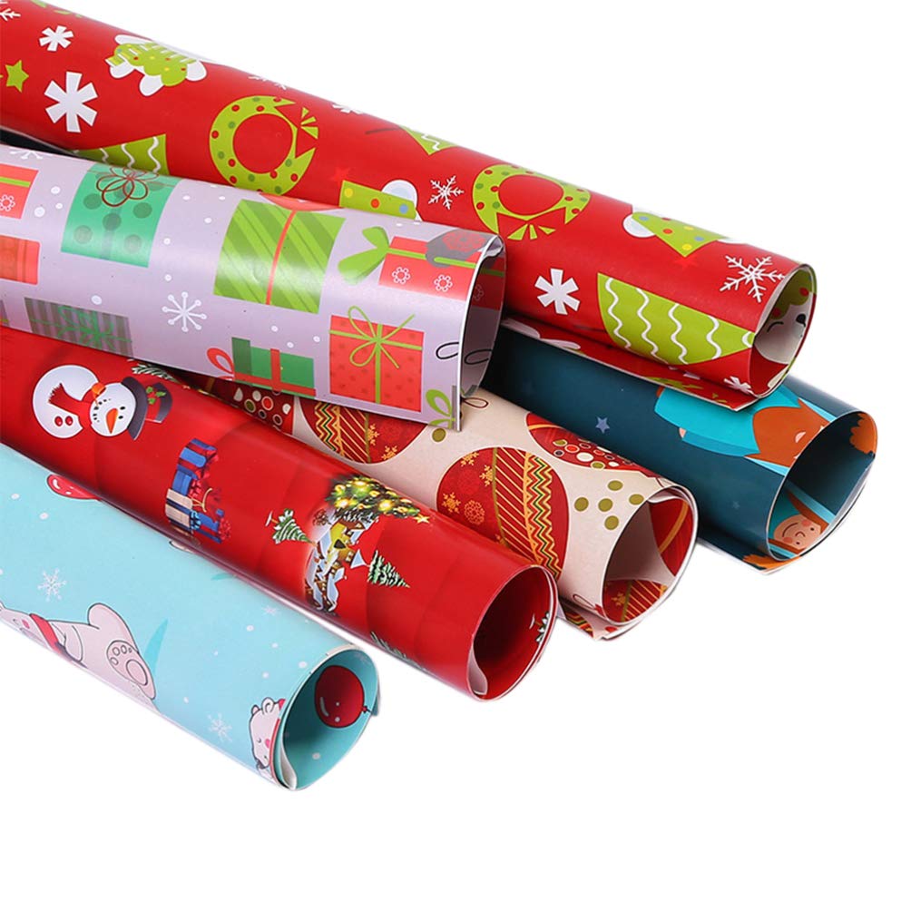 **Holibanna 10-Piece Christmas Wrapping Paper Set - Floral & Cartoon Designs for DIY Gift Wrapping, Holiday & Birthday Presents (Random Styles) | Perfect for Xmas, Party Favors & Home Decor**