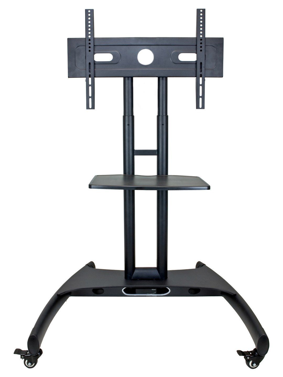 Adjustable Height Rolling Flat Panel Cart with Accessory Shelf - Mobile Workstation for Office, Classroom, or Home Organization - Luxor Brand