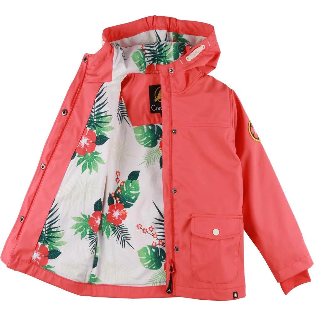 Conifere Blossom Girls Raincoat - Waterproof Kids Rain Jacket with Hood for Outdoor Play, School & Spring Adventures