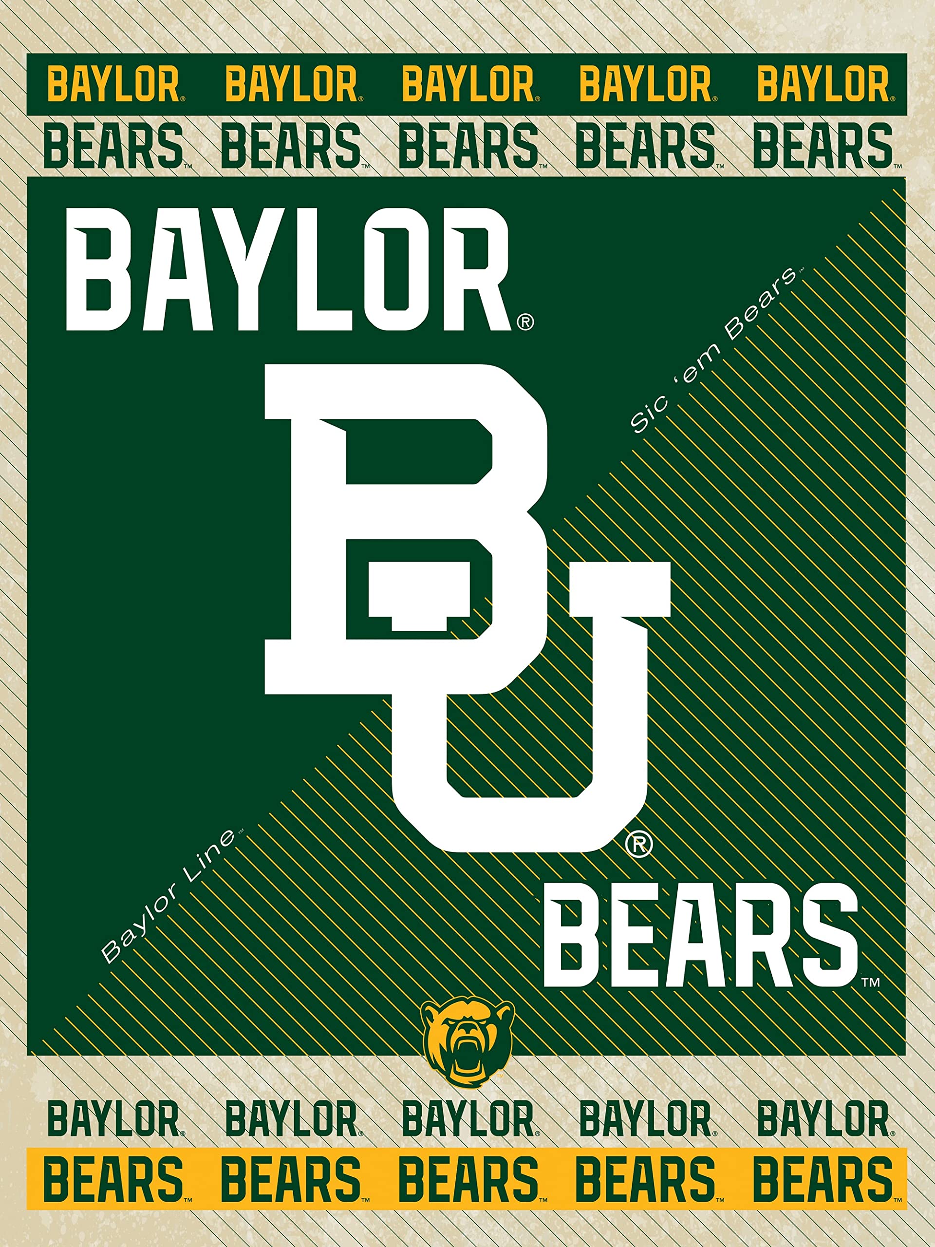 Baylor University Canvas Wall Art - College Dorm Decor, Graduation Gift, Alumni Home Decor for Living Room, Bedroom & Office