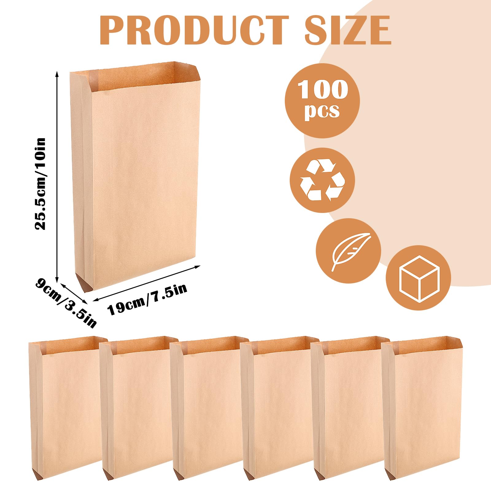 100 PCS Brown Wax Paper Bags, 7.5 x 10 Inch Tampon Disposal Bags - Eco-Friendly Sanitary Napkin Waste Bags for Bathroom, Bedroom & Living Room - Perfect for Hygiene, Travel & Home Use (Brown)