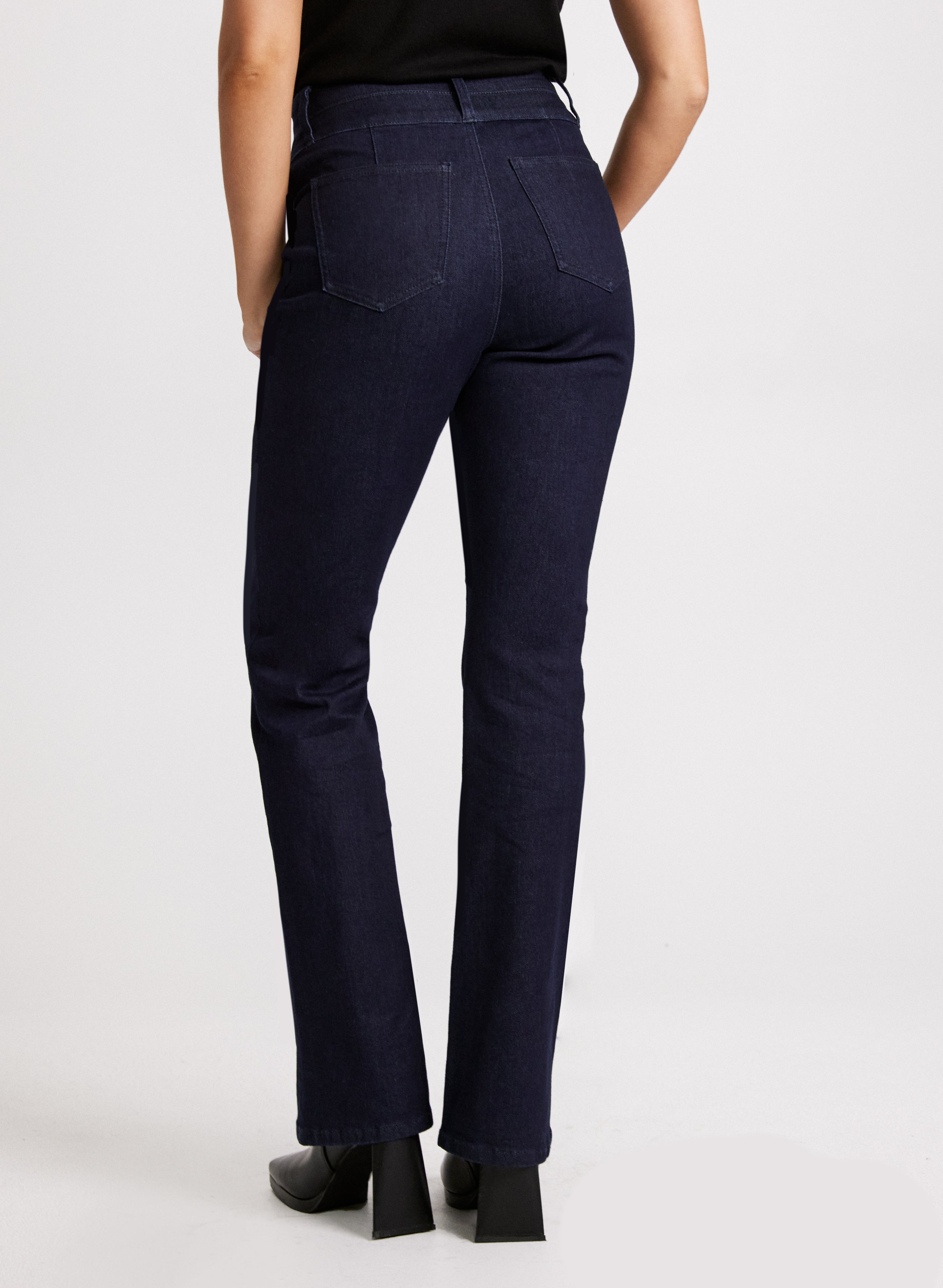Flared Pintuck Jeans for Women - High Waist Bootcut Denim Pants with Stretch | Casual & Office Wear