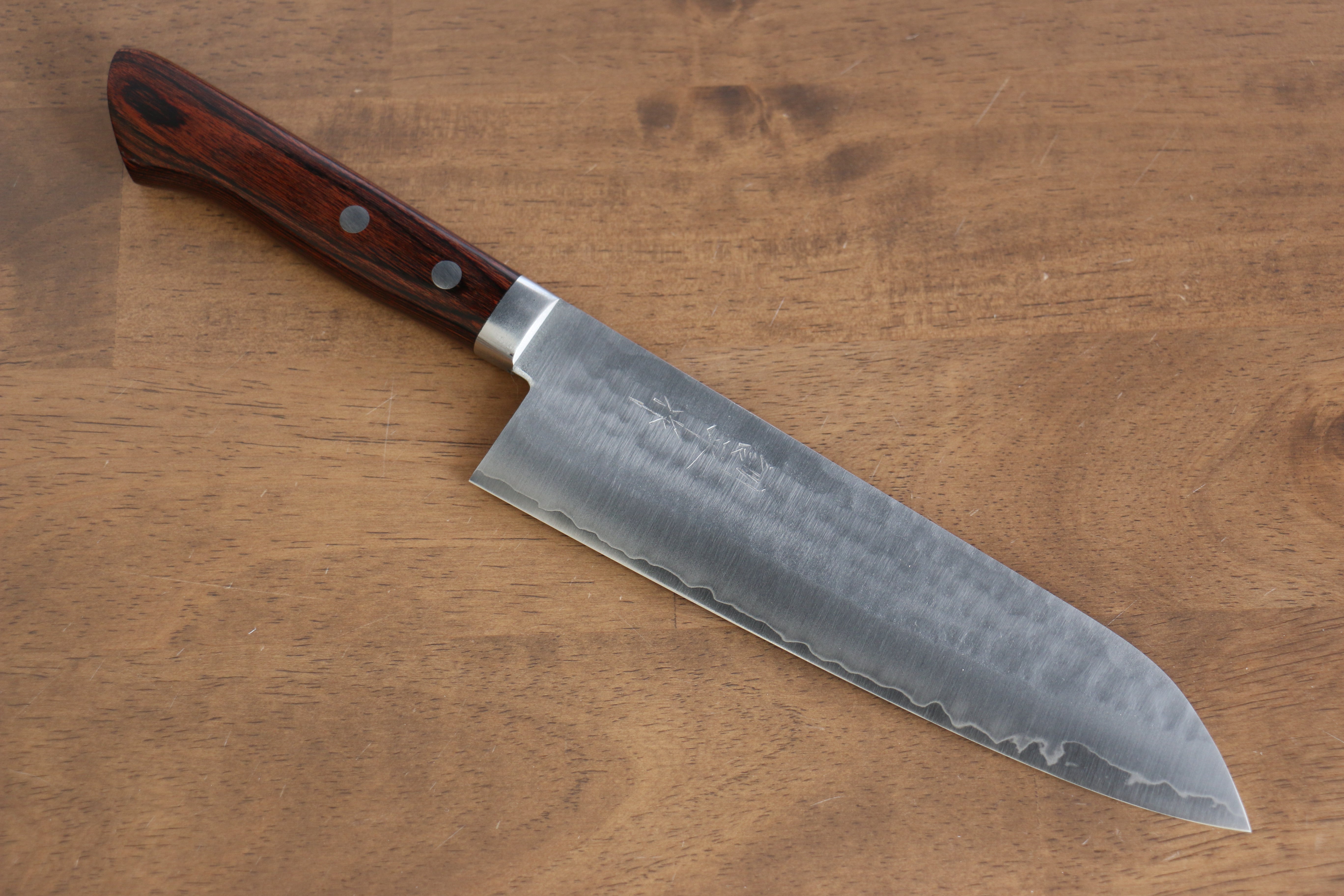 Premium Kunihira Tanzo VG1 Hammered Gyuto 180mm Japanese Chef Knife with Mahogany Handle - Perfect for Slicing, Dicing & Precision Cooking in Professional Kitchens & Home Use