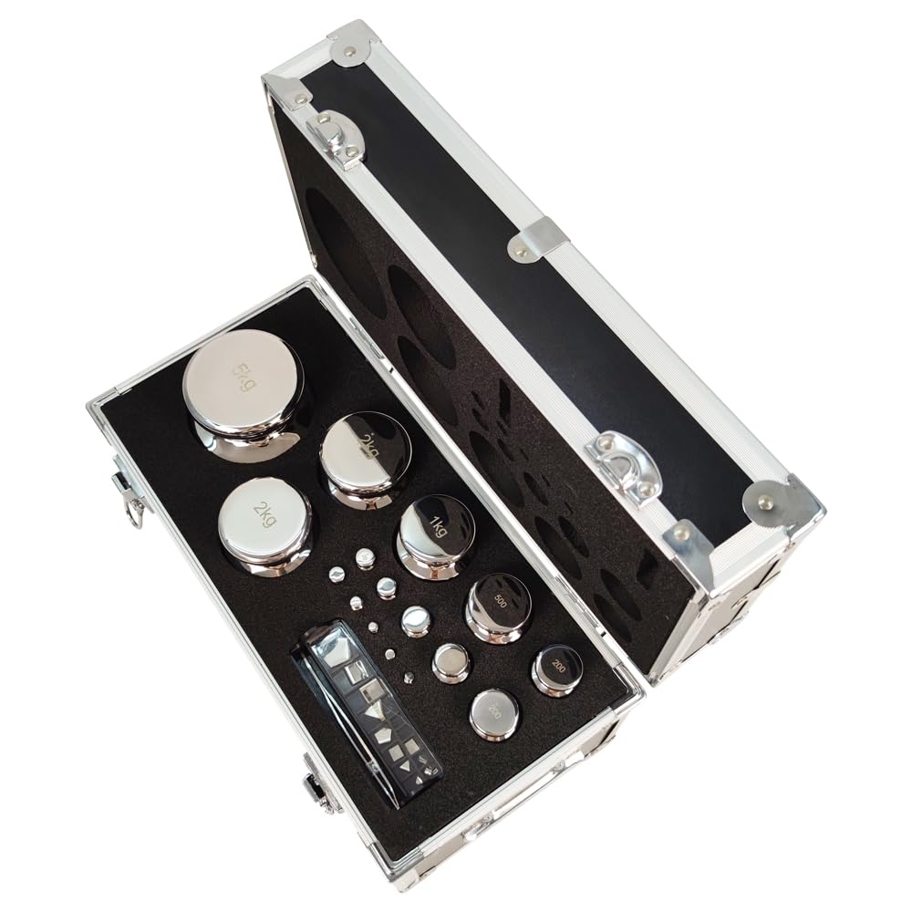 Premium F Grade Stainless Steel Calibration Weight Kit (1mg-5kg) - 28-Piece Set with Aluminum Alloy Case & Tweezers - Precision Weighing for Laboratories, Jewelers & Pharmacies