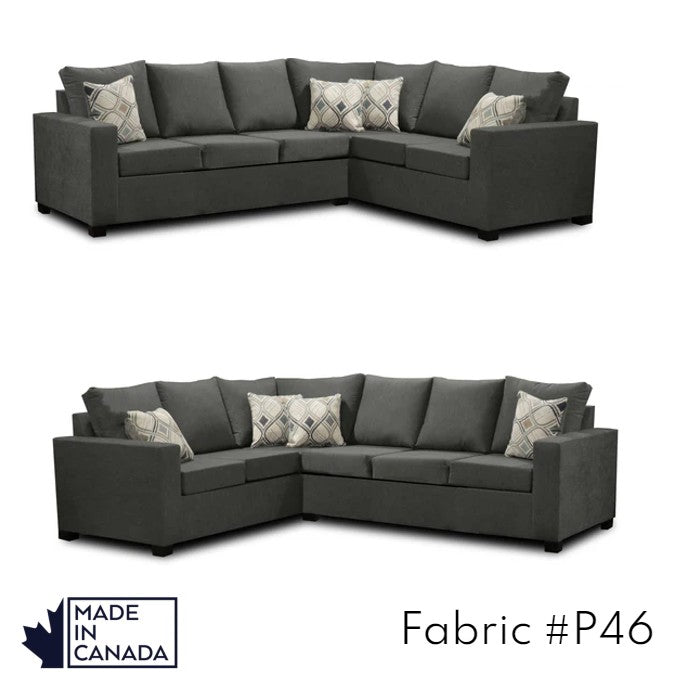 Canadian Made 3 x 2 Sectional Sofa with LHF/RHF Configuration - 17 Color Options for Living Room, Family Room & Home Theater Comfort