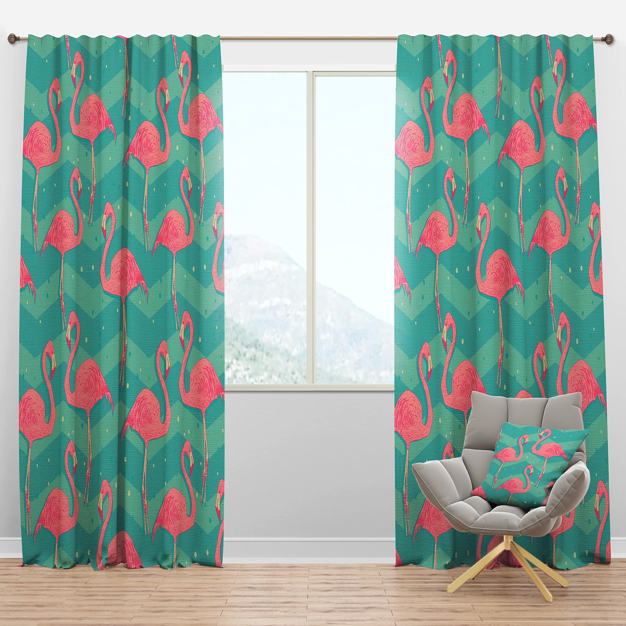 DesignQ Blackout Curtains 'Pink Flamingo Birds' - Thermal Insulated Single Panel (52x63 inches) for Bedroom & Living Room - Perfect for Light Blocking, Privacy & Energy Saving