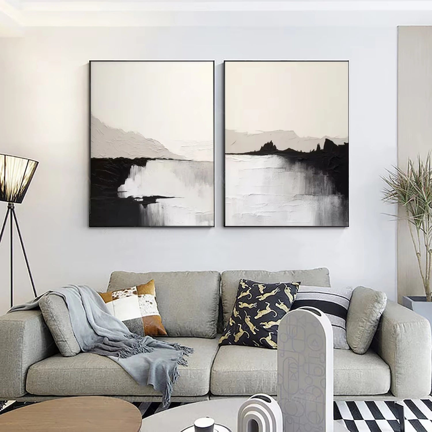 Abstract Painting Set of 2 - Modern Wall Art for Living Room & Bedroom Decor | #AB 417