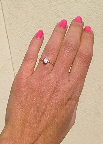 Genuine Moonstone Ring with Rainbow Effect - June Birthstone Jewelry in Gold - Elegant Teardrop Gemstone Ring for Women | Perfect for Weddings, Gifts & Everyday Wear