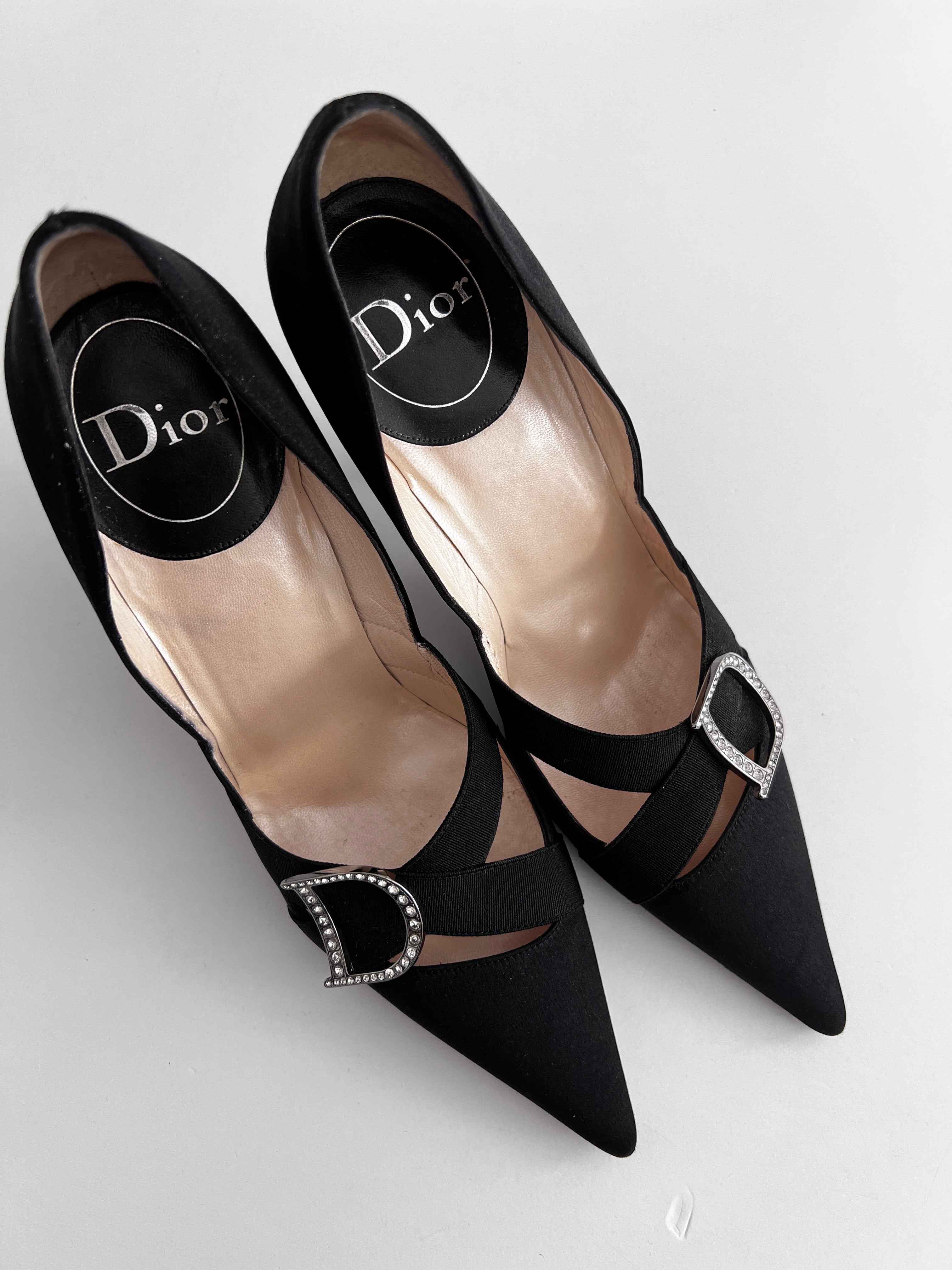 Dior Black Satin Heels for Women - Luxury High Heel Pumps for Evening Parties & Formal Events