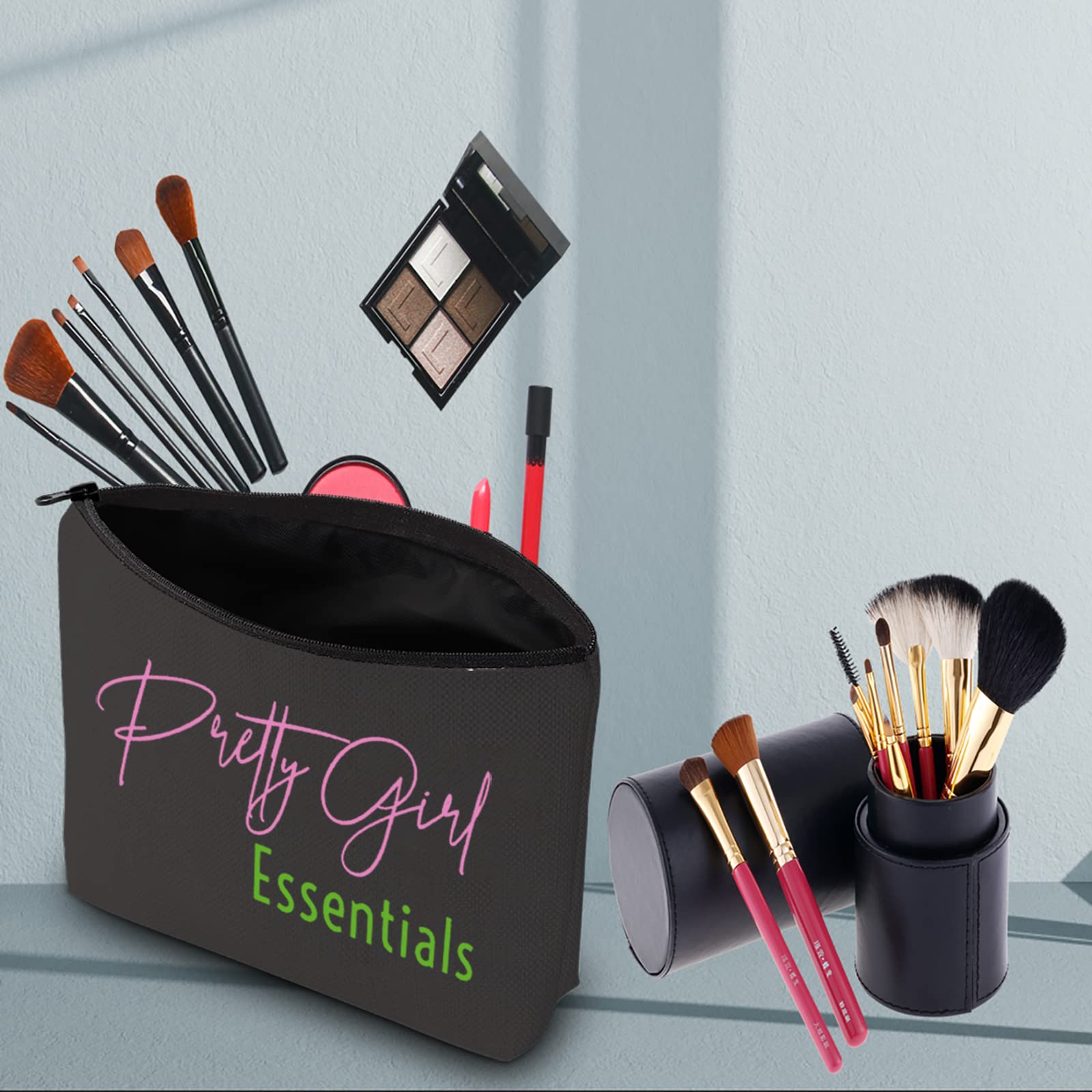 Pink and Green Sorority Makeup Bag - Cute Cosmetic Pouch for Sorority Sisters | Perfect Graduation Gift, Bridesmaid Present & College Essentials | Great for Travel, Dorm Room & Everyday Use