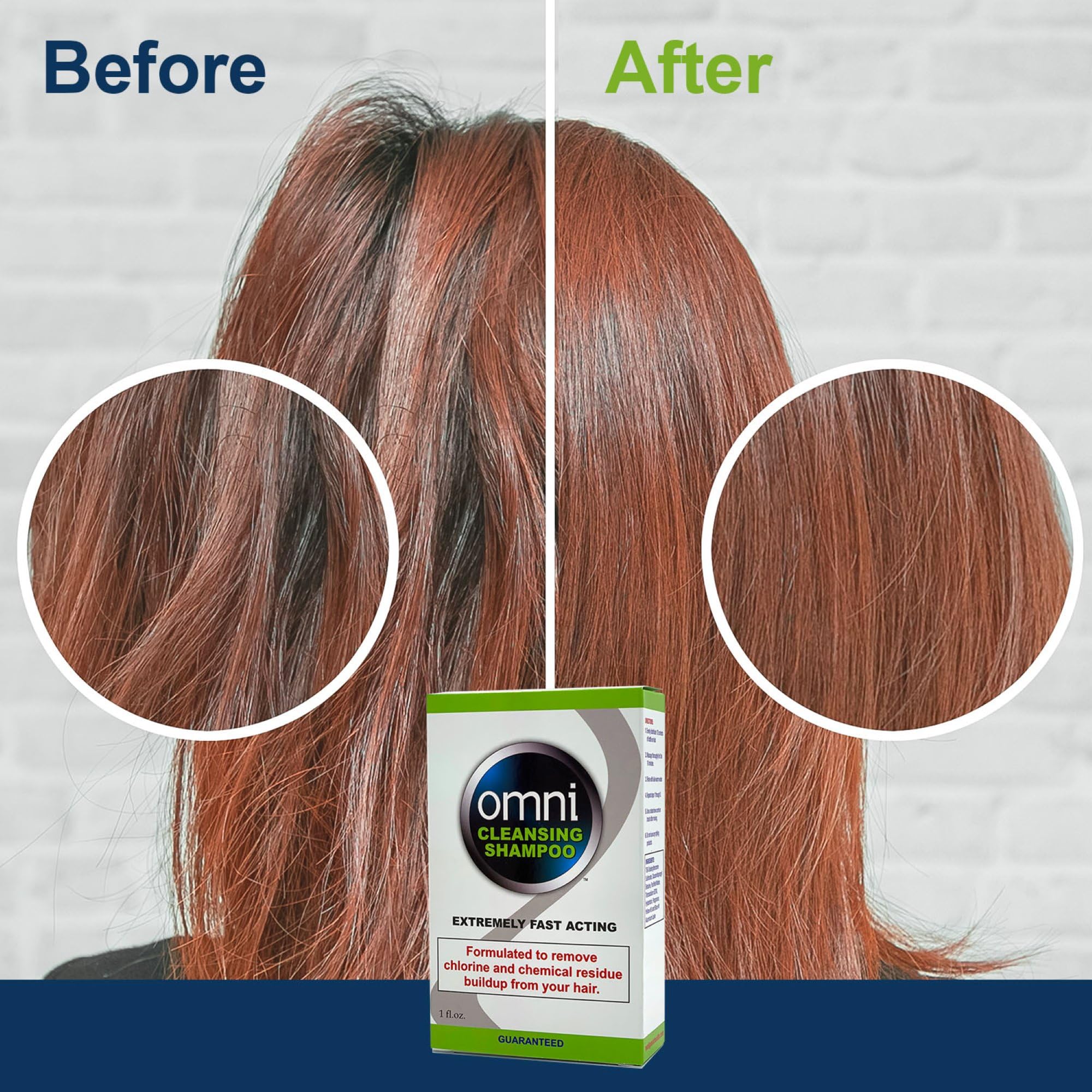 Omni Detoxifying Hair Cleansing Shampoo - Fast Acting Anti-Residue Clarifying Shampoo for Dry Hair & Scalp - Post Swim Chlorine Removal - 1 Oz Travel Size - Perfect for Gym, Pool & Daily Hair Detox