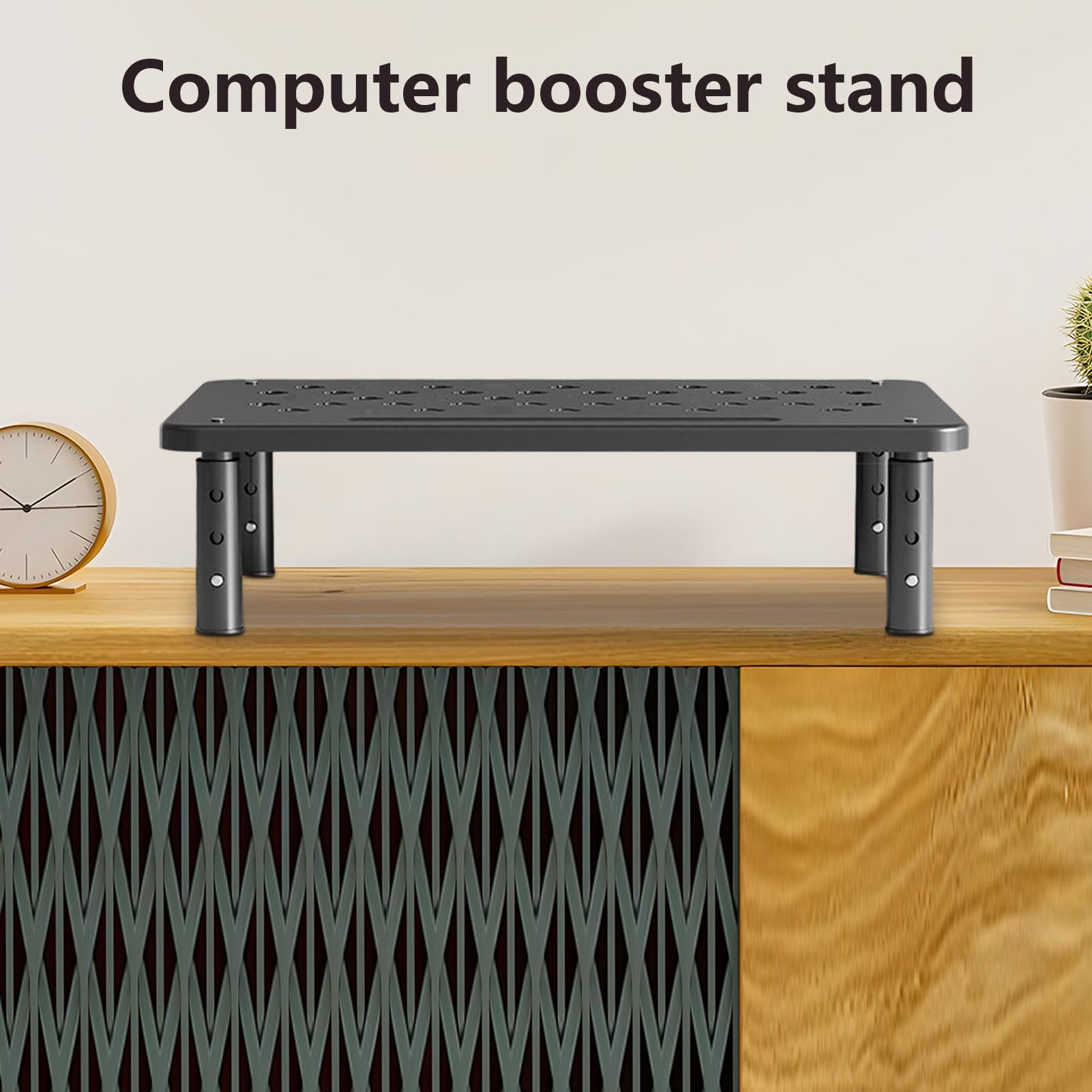 Adjustable Metal Monitor Stand with Laptop Riser - Ergonomic Computer Desk Organizer for Home & Office Workspace | Space-Saving Design for Monitors, Laptops & Accessories