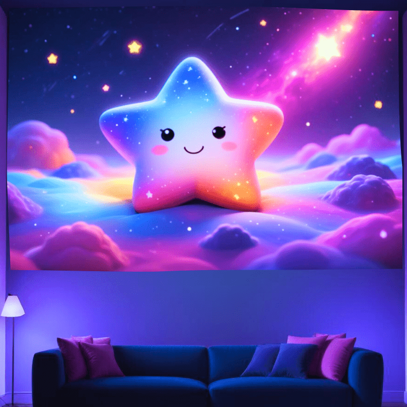 Official Glow in the Dark UV Tapestry - Blacklight Reactive Wall Art Decor for Bedroom, Living Room & Party Decorations