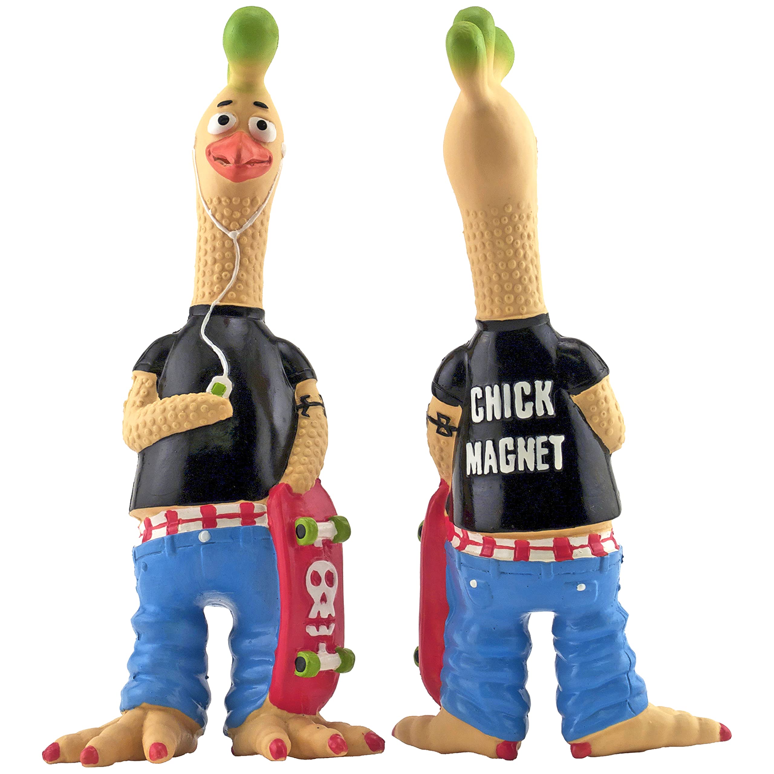 Ruffin' It Tony Mohawk Durable Latex Chicken Dog Toy for Small Dogs - Interactive Chew Toy for Puppies & Indoor Play