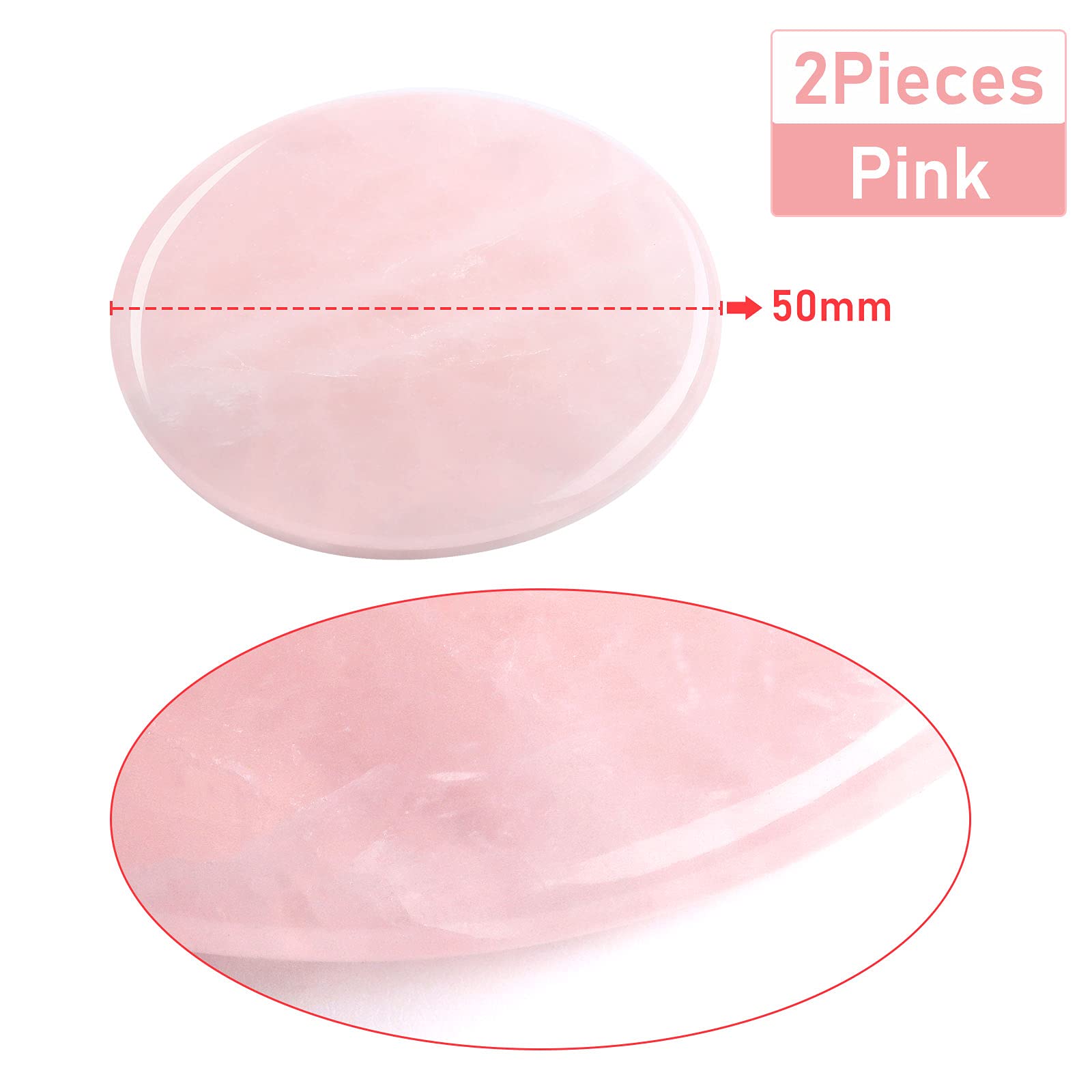 Bememo 2-Piece Pink Jade Stone Eyelash Extension Glue Holder - 2 Inch Round Adhesive Pallet for Lash Glue & Fake Eyelash Application - Perfect for Professional Salons & DIY Home Use