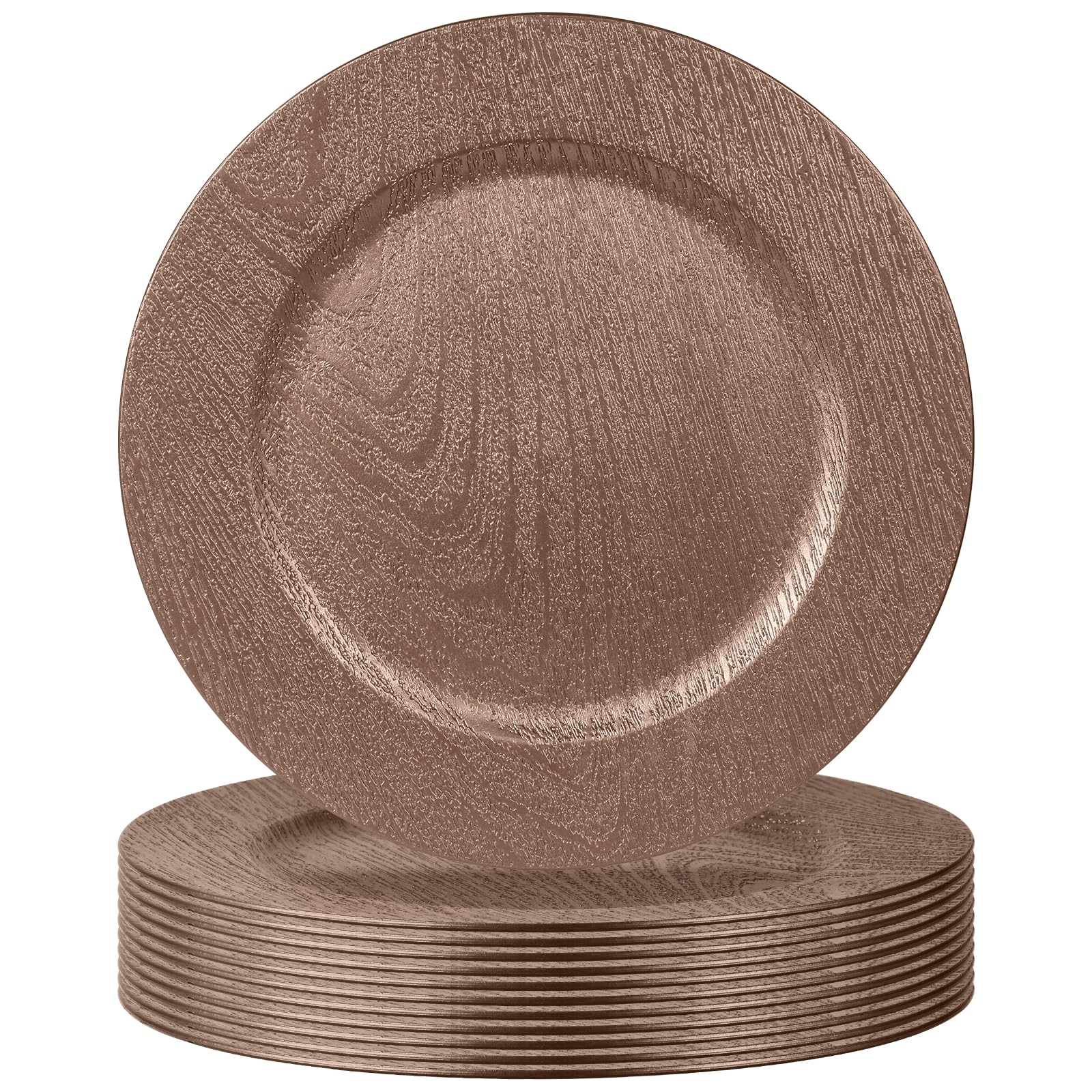 12-Piece Wood Charger Plates Set - Elegant Dinner Plate Chargers for Thanksgiving, Christmas, Weddings, Parties & Holiday Events - Perfect for Formal Dining, Buffet Settings & Special Occasions
