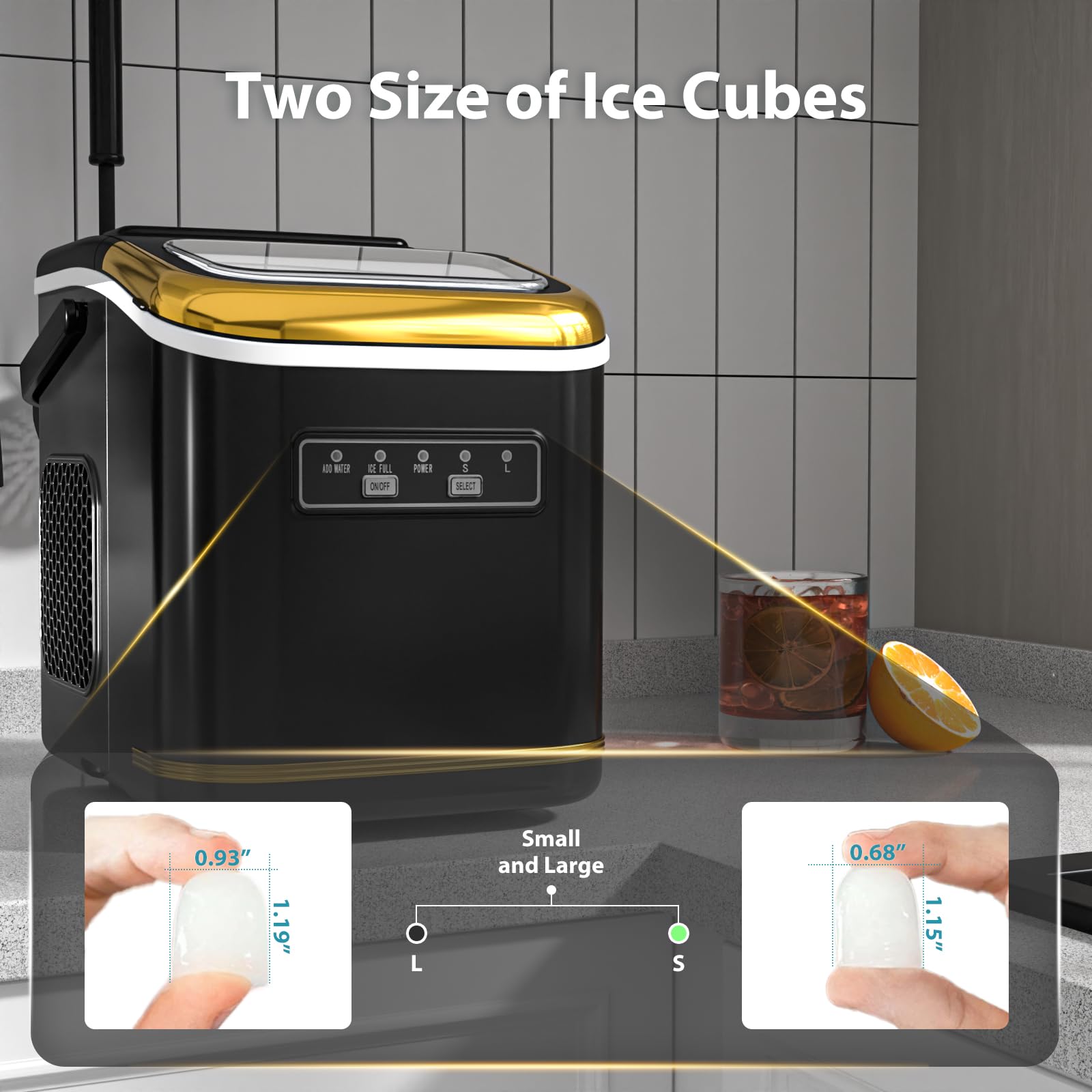 Portable Countertop Ice Maker Machine - Self Cleaning, 9 Cubes in 6 Minutes, 26lbs Daily Output - Perfect for Home, Office, Camping & Outdoor Use