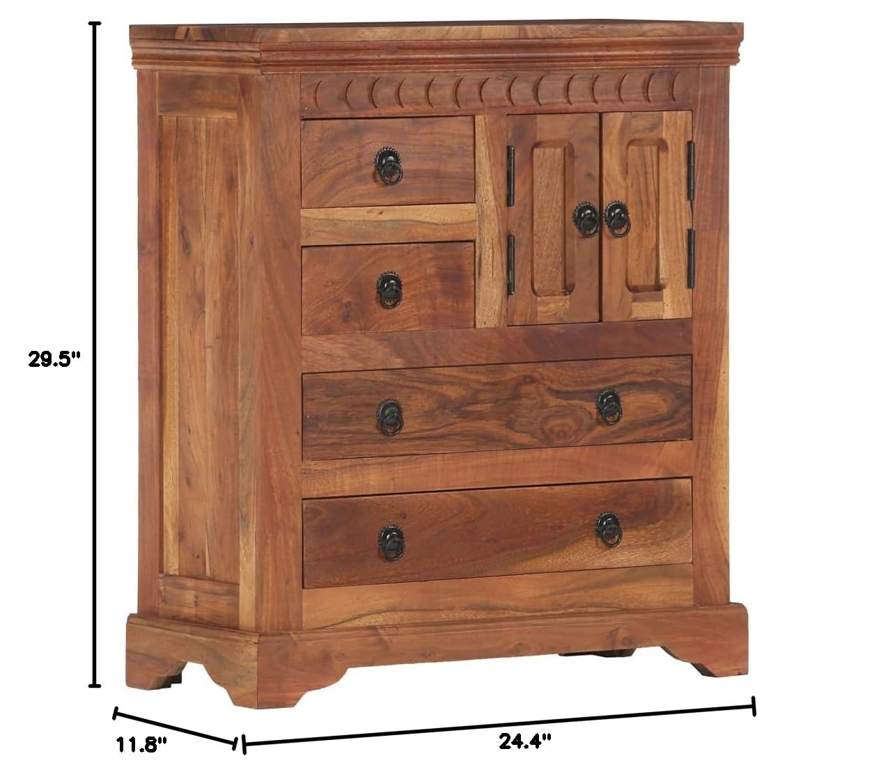 Solid Acacia Wood Storage Cabinet - 24.4