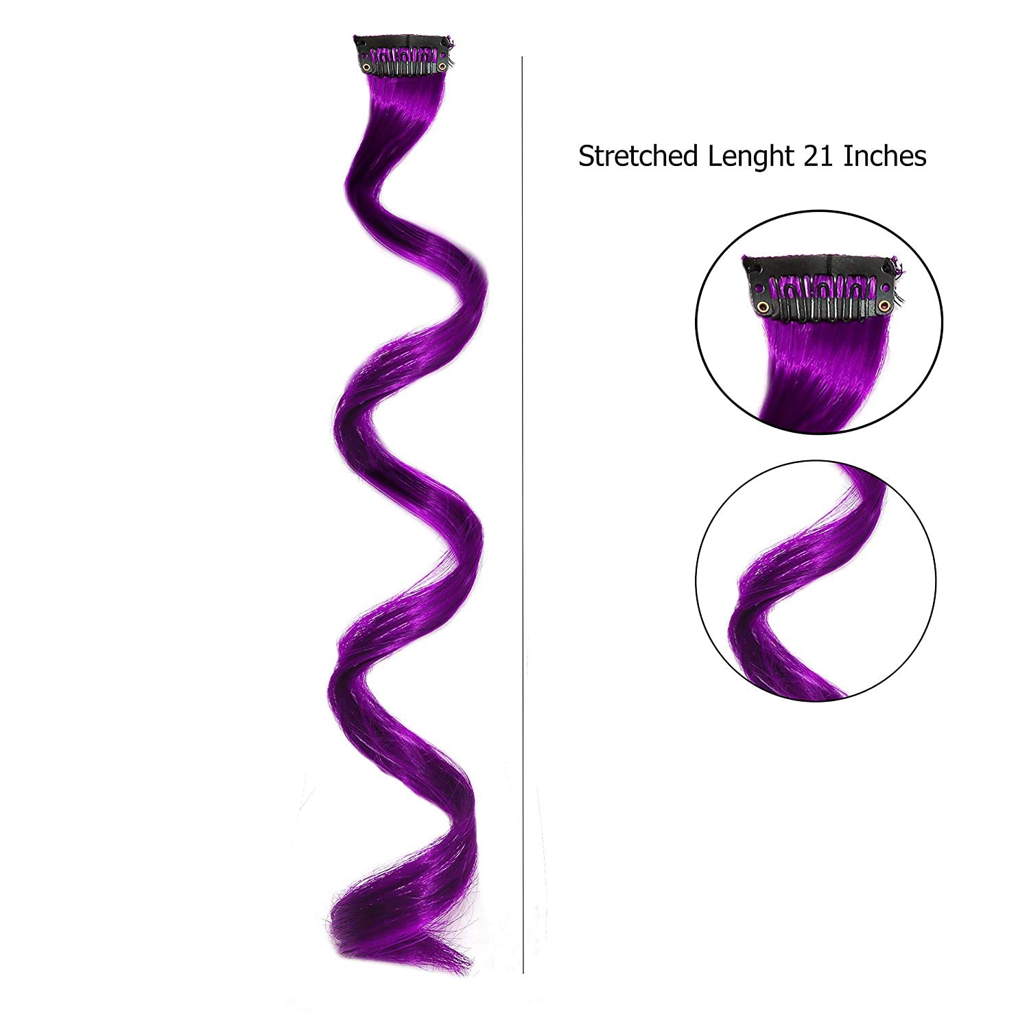 Rapidsflow® 6-Piece Curly Colored Hair Extensions for Women & Girls - Real Human Hair Highlights for Everyday & Party Styling (Style 4115)