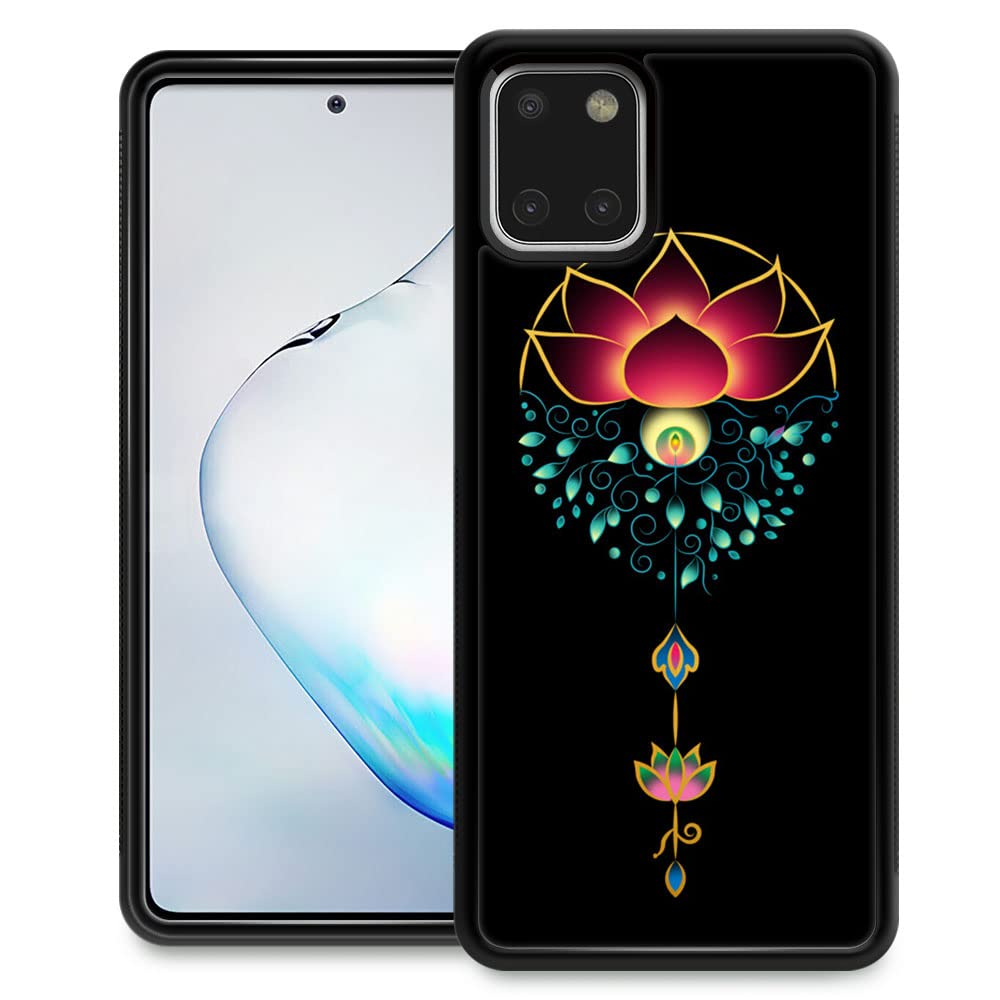 Lotus Pattern Samsung Galaxy A81 Case - Aesthetic Hard PC Back Cover with Non-Slip TPU Bumper [Shockproof & Protective] for Women & Girls - Perfect for Daily Use, Work & Travel