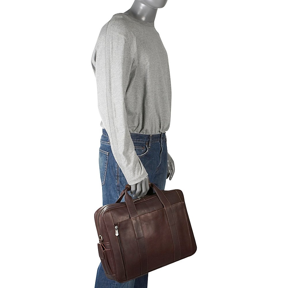 Premium Leather Computer Briefcase for Laptop - Durable Saddle Brown Business Bag with Adjustable Shoulder Strap - Perfect for Office, Work, Travel & Daily Commute
