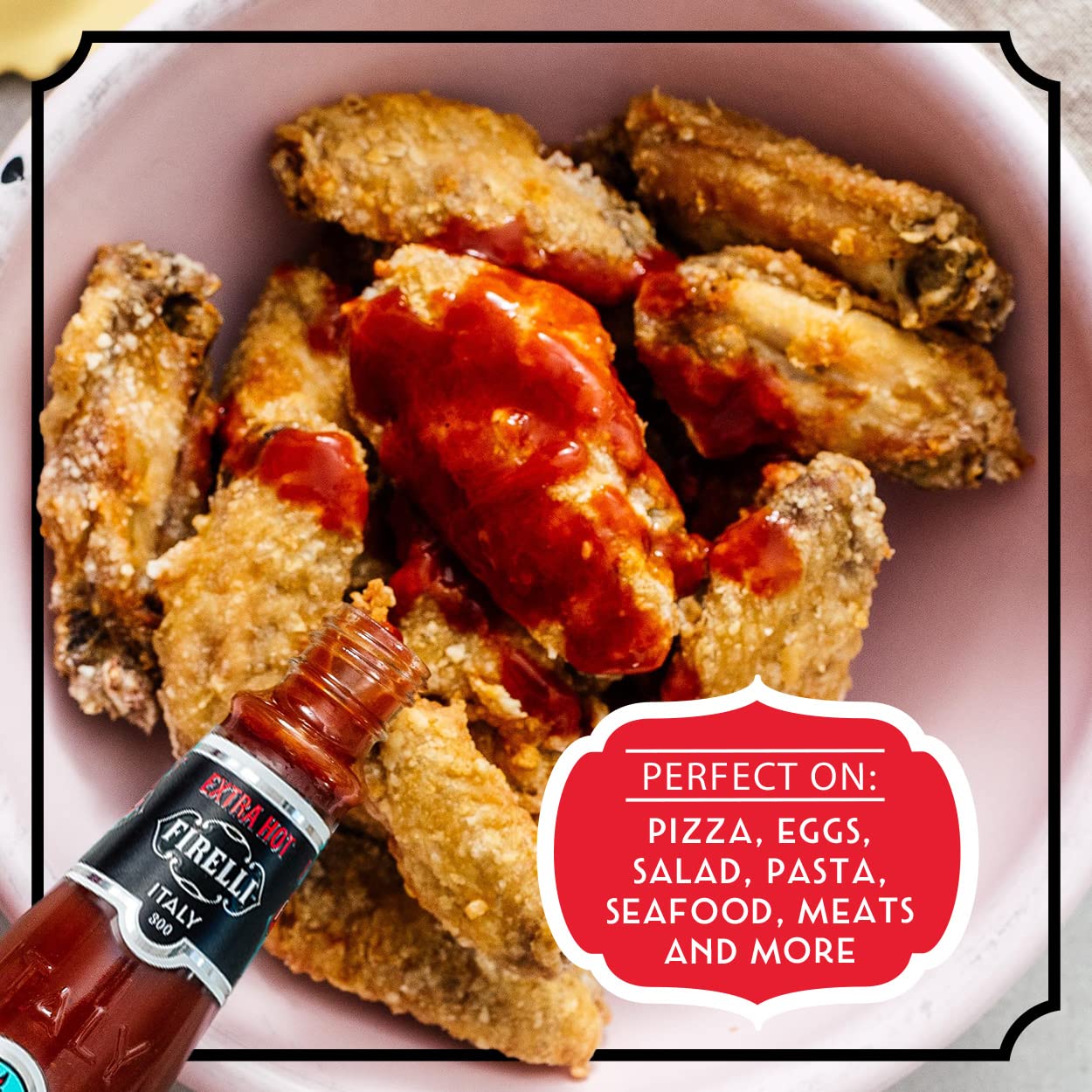 FIRELLI Extra Hot Italian Hot Sauce - 5oz Bottle (Pack of 3) | Gluten Free & Keto Friendly | Made in Italy with Calabrian Chili Peppers | Perfect for Wings, Pizza, Tacos, Pasta & Bloody Marys | Hottest Authentic Italian Hot Sauce