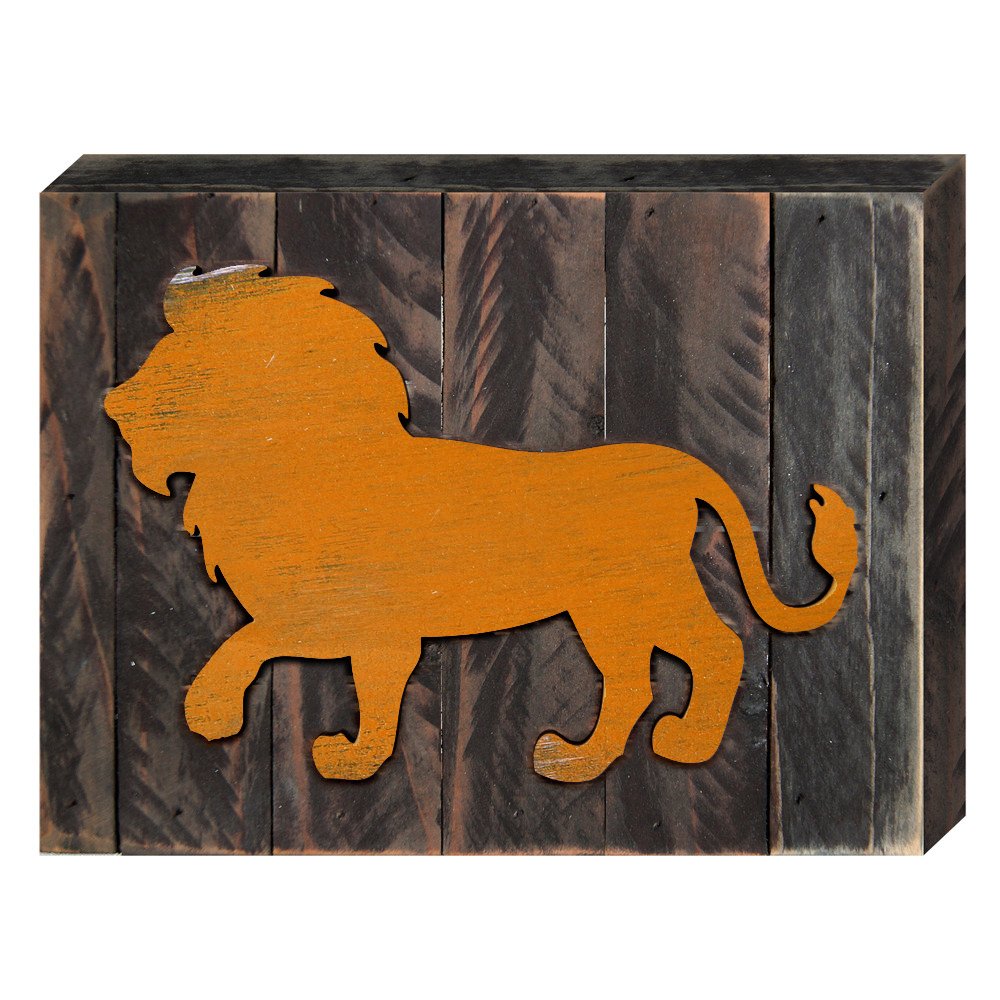 Rustic Wooden Lion Art Decor for Home & Wall