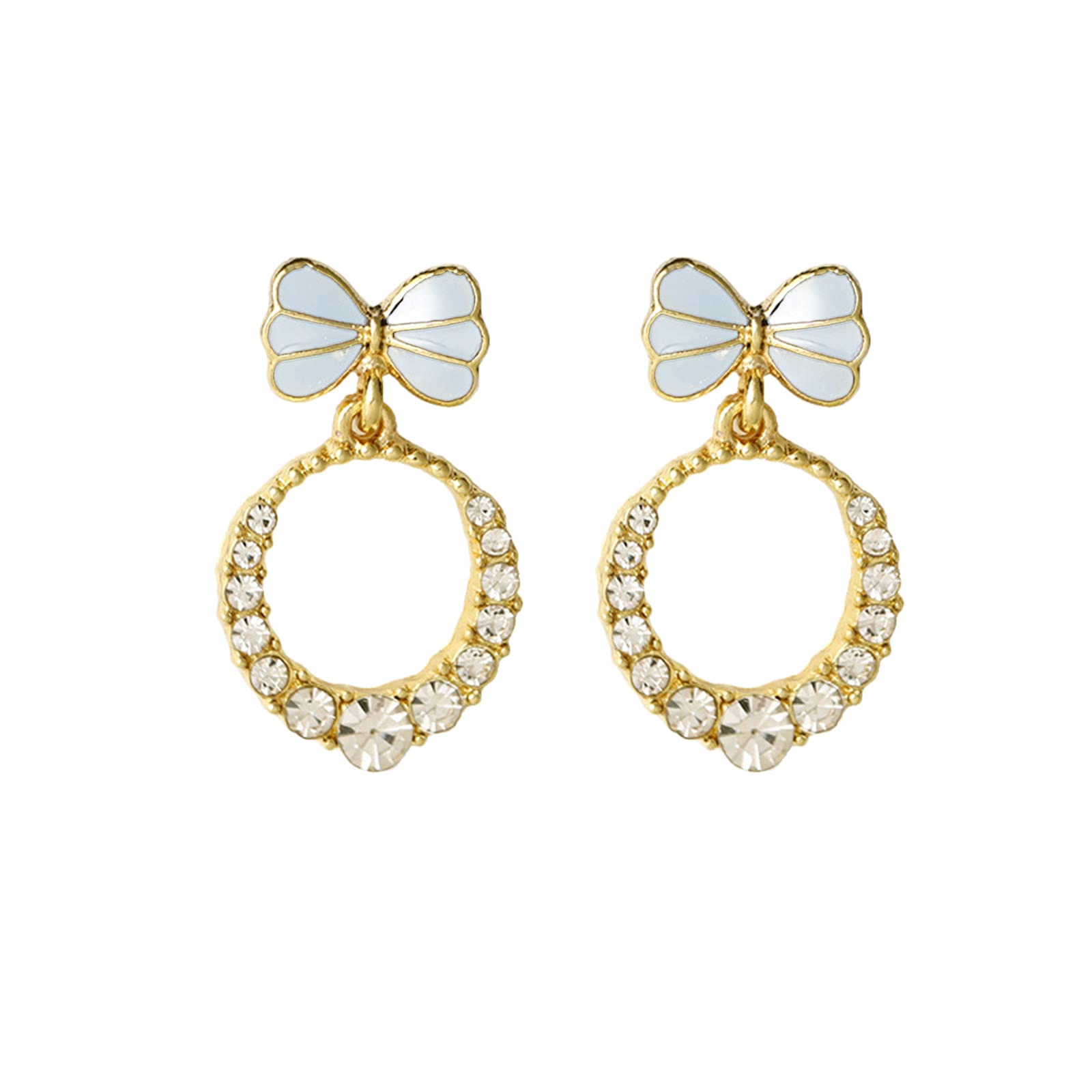 OUTA Sterling Silver Plated Vintage Drop Dangle Earrings for Women - 3 Piece Multiple Piercing Earring Set in White (Perfect for Parties, Date Nights & Everyday Wear)