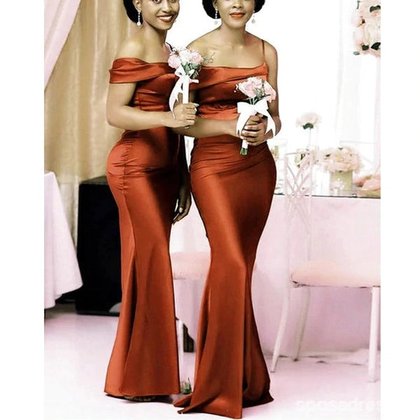 Elegant Burgundy Mermaid One Shoulder Long Bridesmaid Dress - WG1423 | Formal Wedding Party Gown for Evening Events & Special Occasions