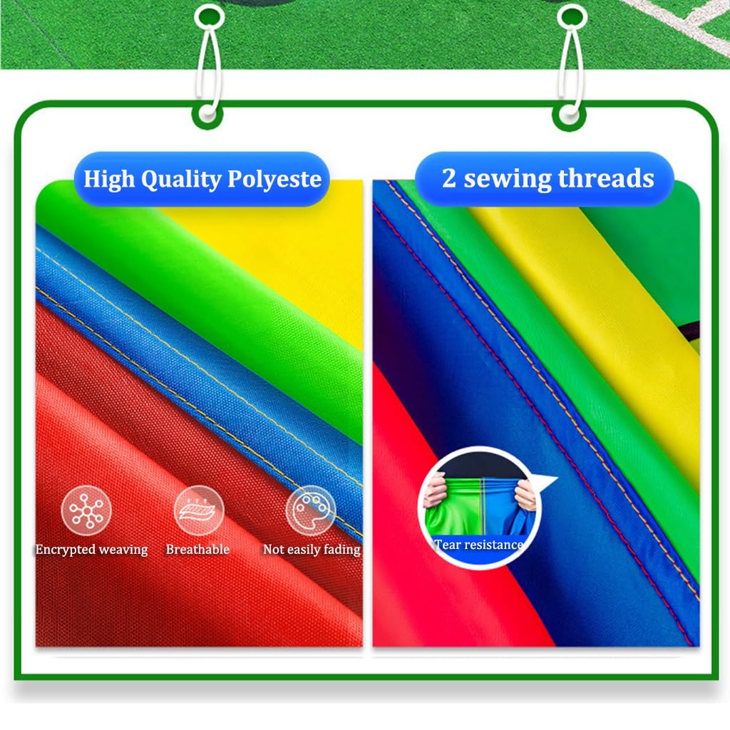 Rainbow Outdoor Parachute for Kids & Adults - 9m/29ft Team Building Games, Carnival Activities, Field Day Fun - Perfect for Backyard Birthday Parties, School Events & Group Play
