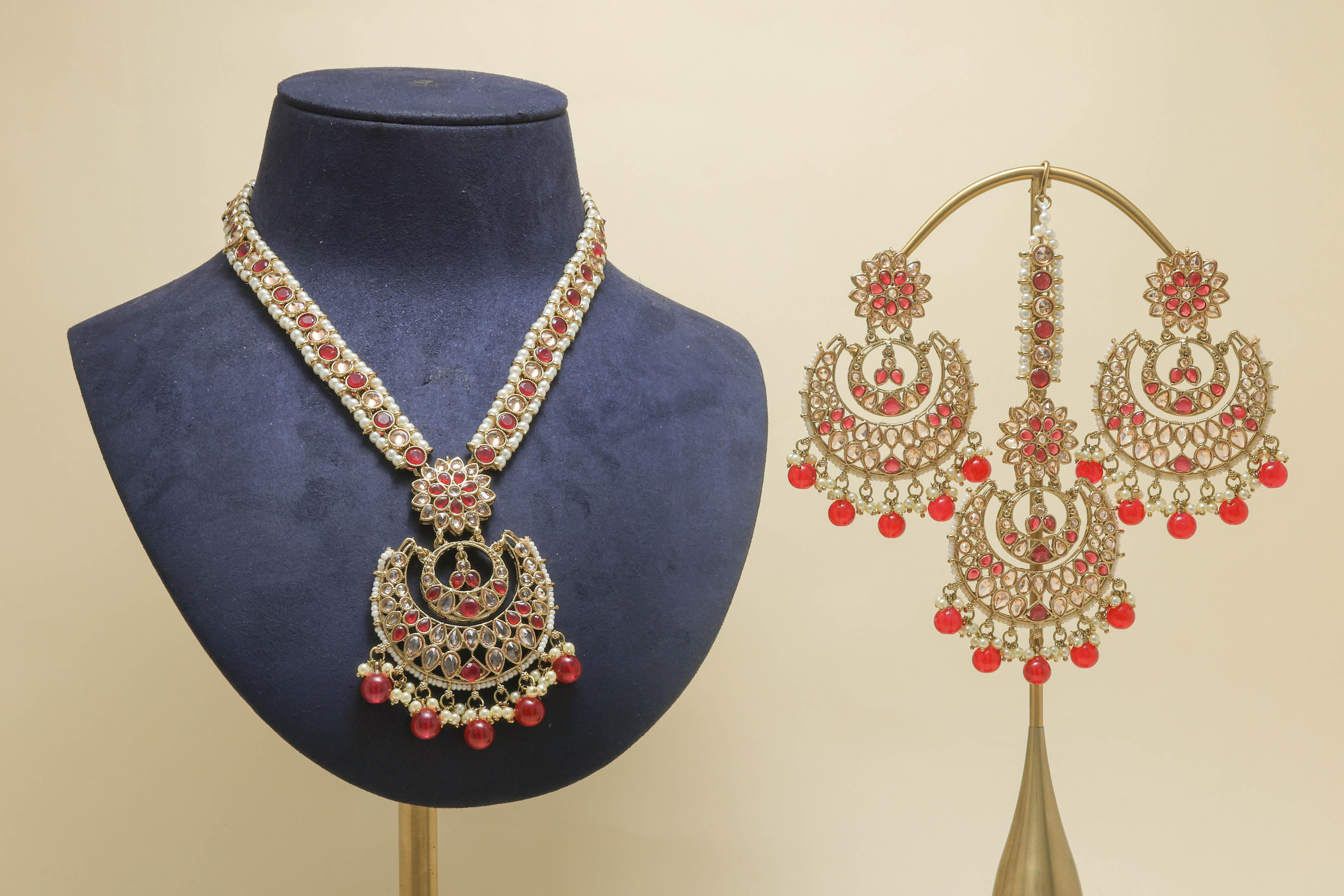 GEHNA POLKI MALA Full Set Jewelry - Traditional Indian Bridal Necklace Set for Weddings & Festive Occasions
