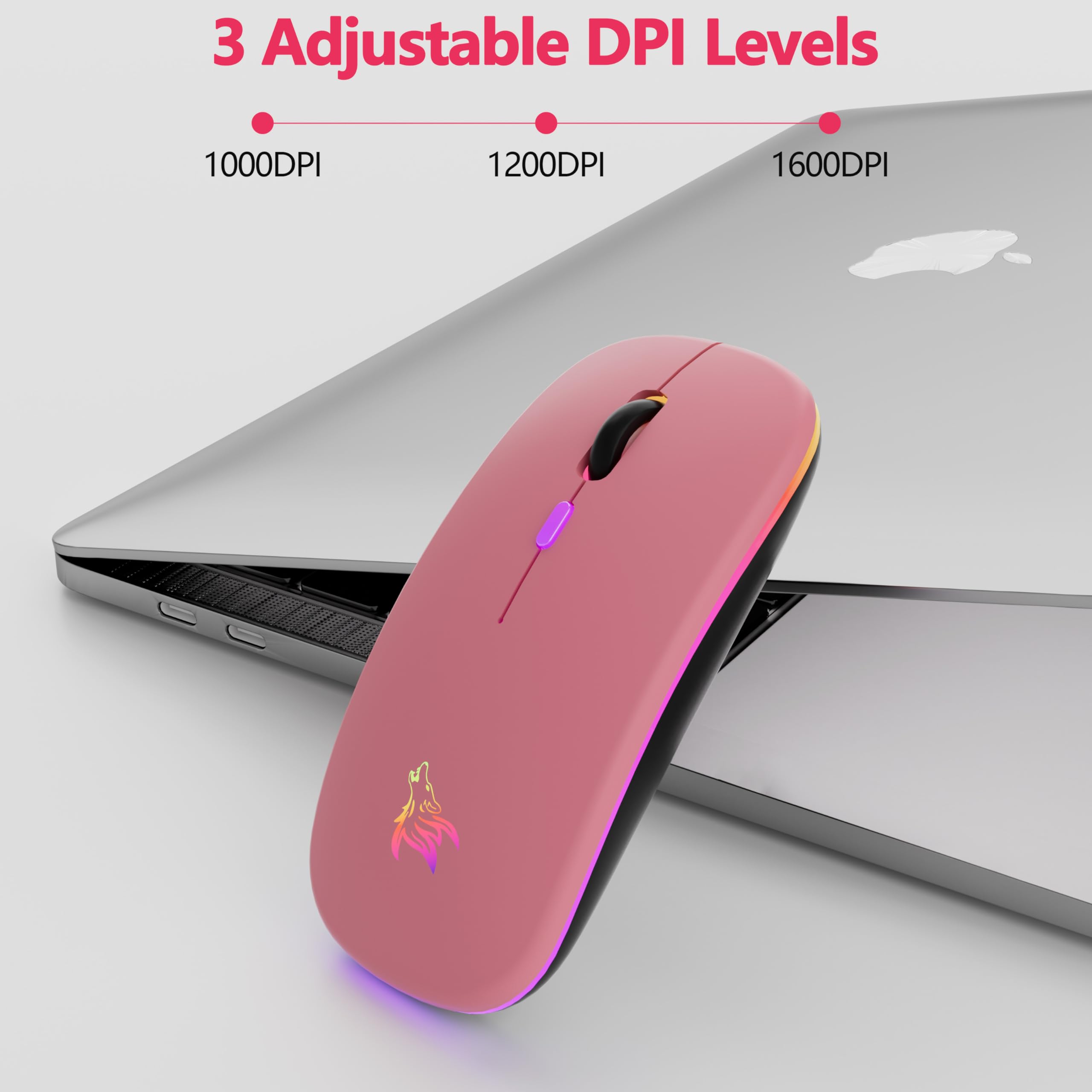 Wireless Rechargeable Gaming Mouse - 7-Color RGB Backlit, 2.4GHz USB, for PC/Laptop/iPad - Perfect for Work & Gaming