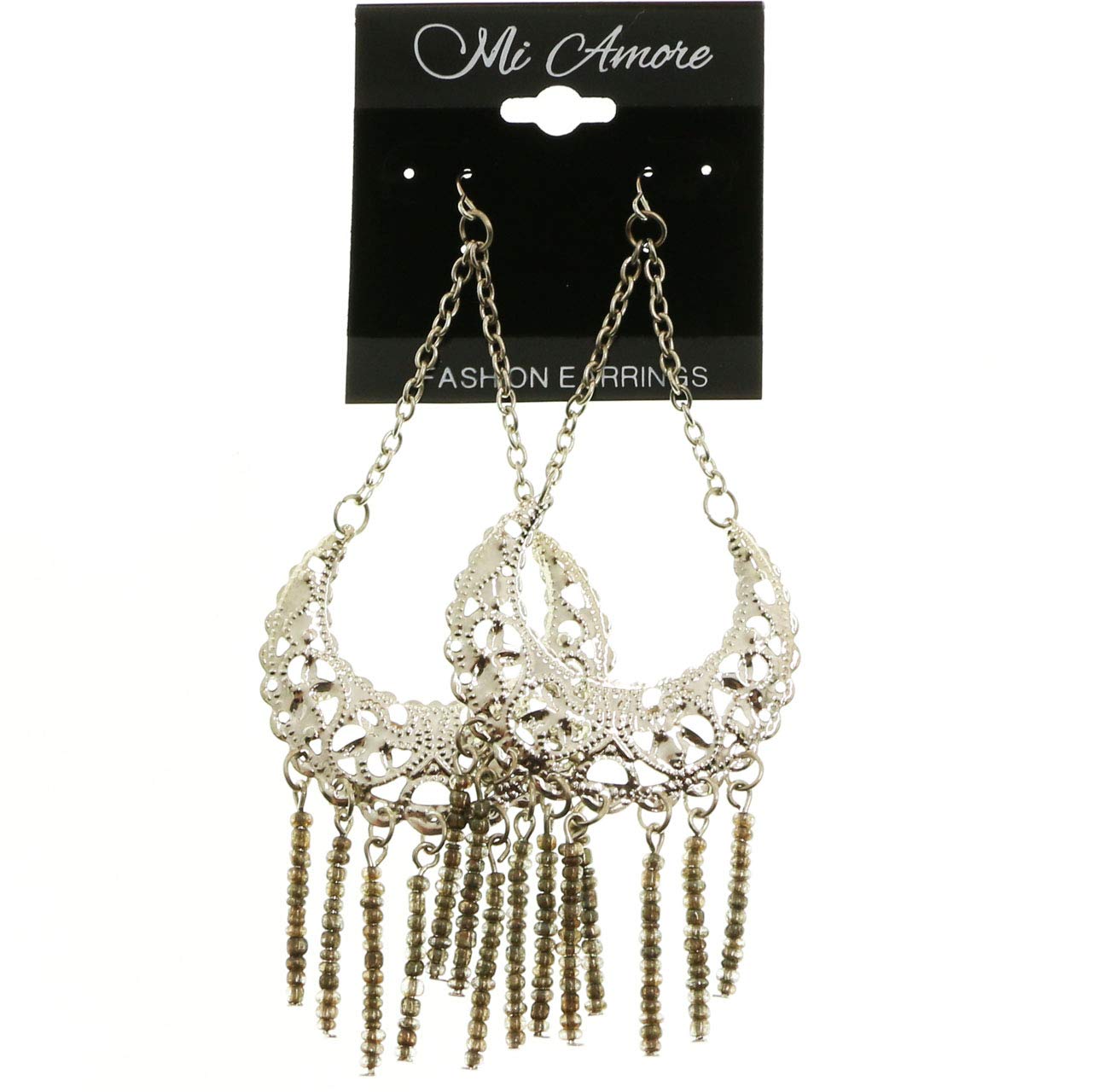 Mi Amore Chandelier Earrings - Silver Tone Gray Crystal Dangle Earrings for Women, Elegant Evening Party Jewelry Gift for Wedding, Prom & Special Occasions