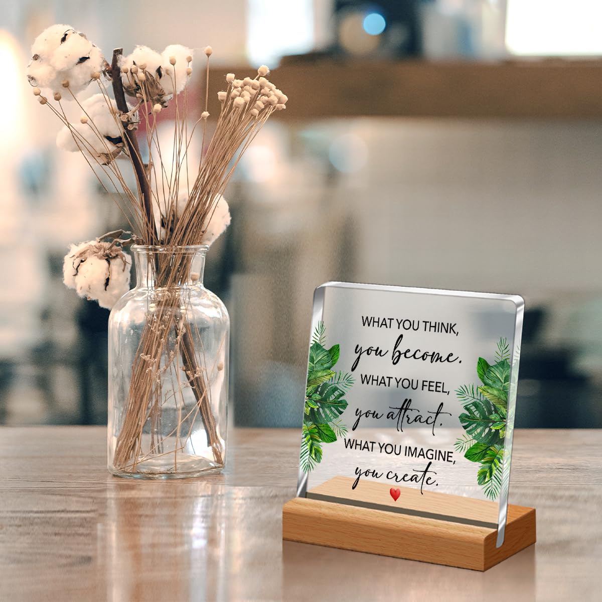 Little Reminders Acrylic Desk Sign - Motivational Office Decor with 'What You Think You Become' Quote - Inspirational Gift for Women, Friends & Coworkers - Perfect for Home Office, Work Desk & Study Room Decor