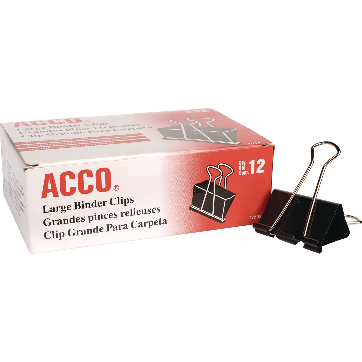 ACCO Large Black/Silver Binder Clips - 12 Pack (1 Dozen) - Heavy Duty Office Supplies for Organizing Documents, Papers & Files