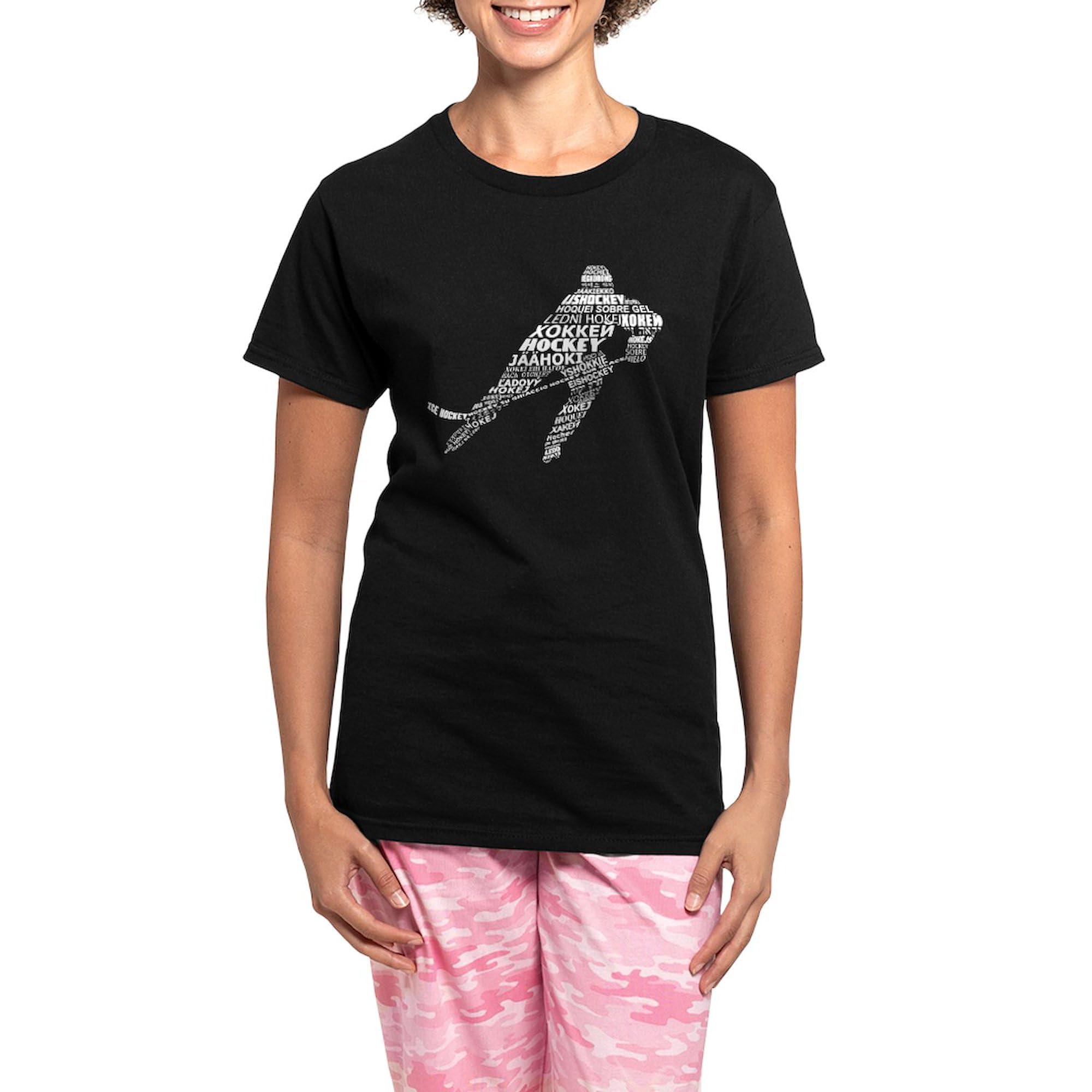 Women's Hockey Languages Typography Pajamas - Novelty Sleepwear PJ Set for Hockey Fans | Perfect for Game Nights, Sleepovers & Gifts