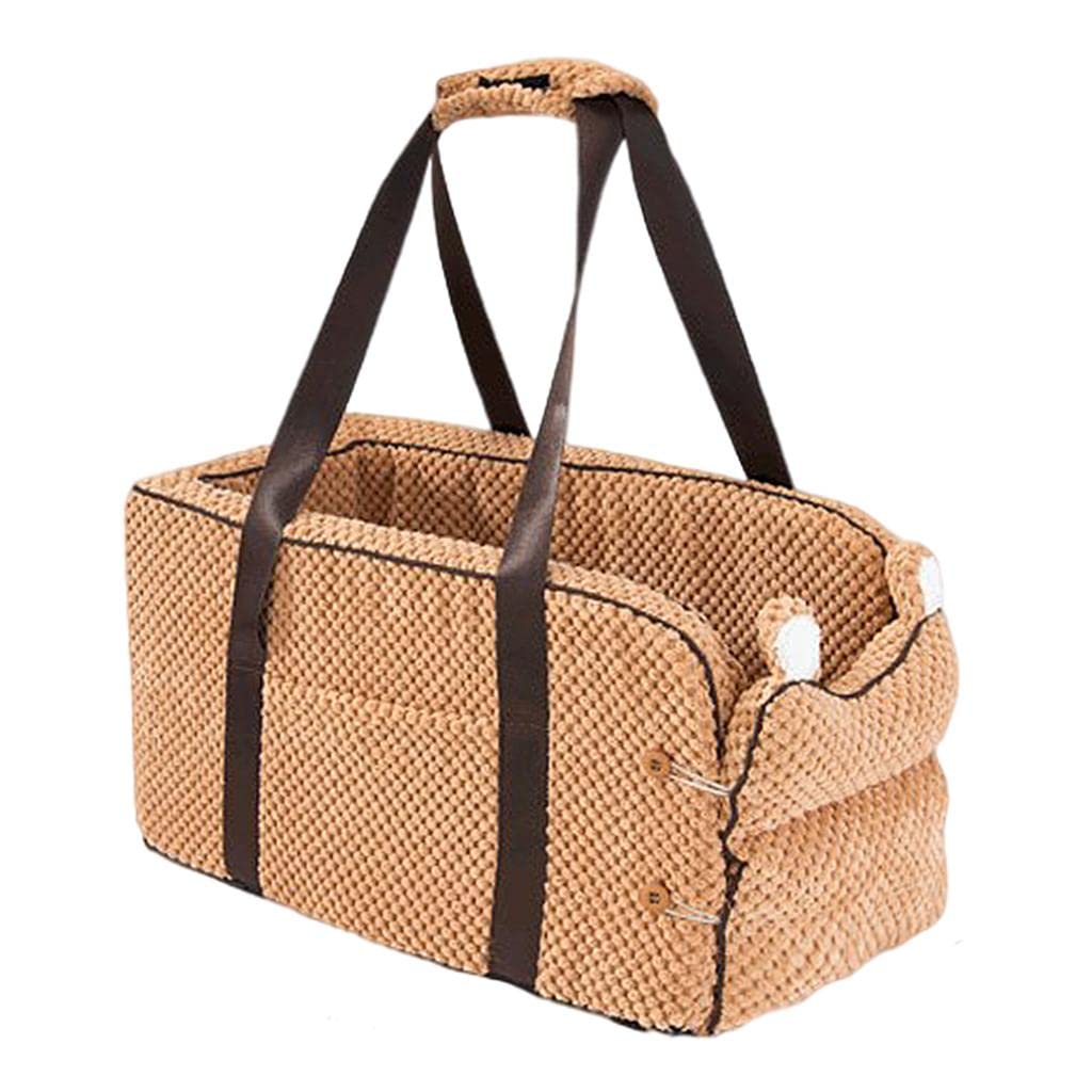 CALANDIS Soft-Sided Dog Car Carrier - Non-Slip Pet Booster Seat & Travel Crate for Small to Medium Dogs | Car, SUV & Home Use | Brown