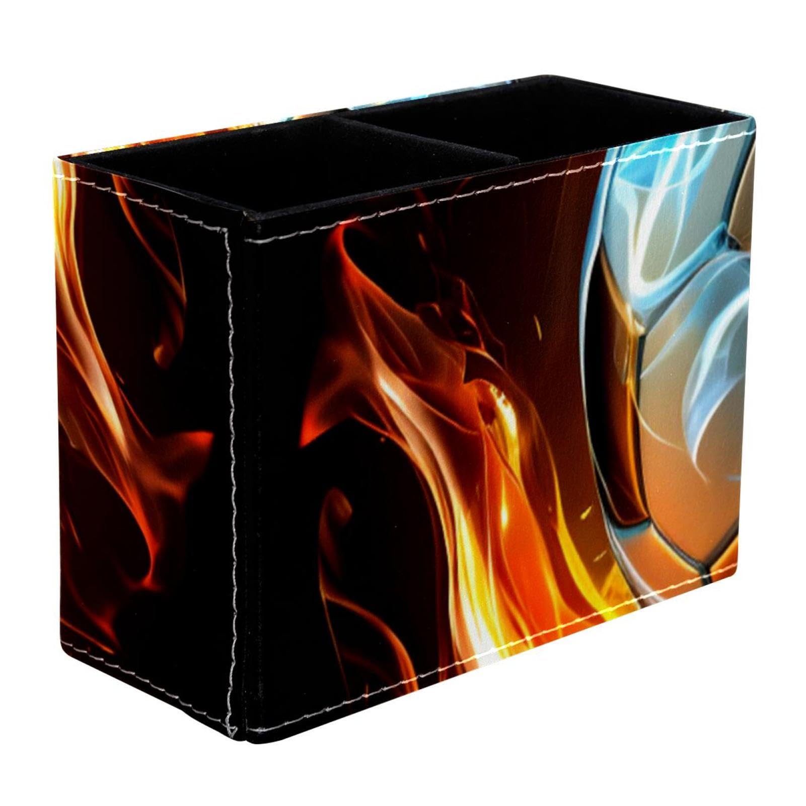 Premium Pen Holder for Desk - Stylish Pencil Organizer with Flaming Football Design, Perfect Office Supplies for Home & Workspace Organization