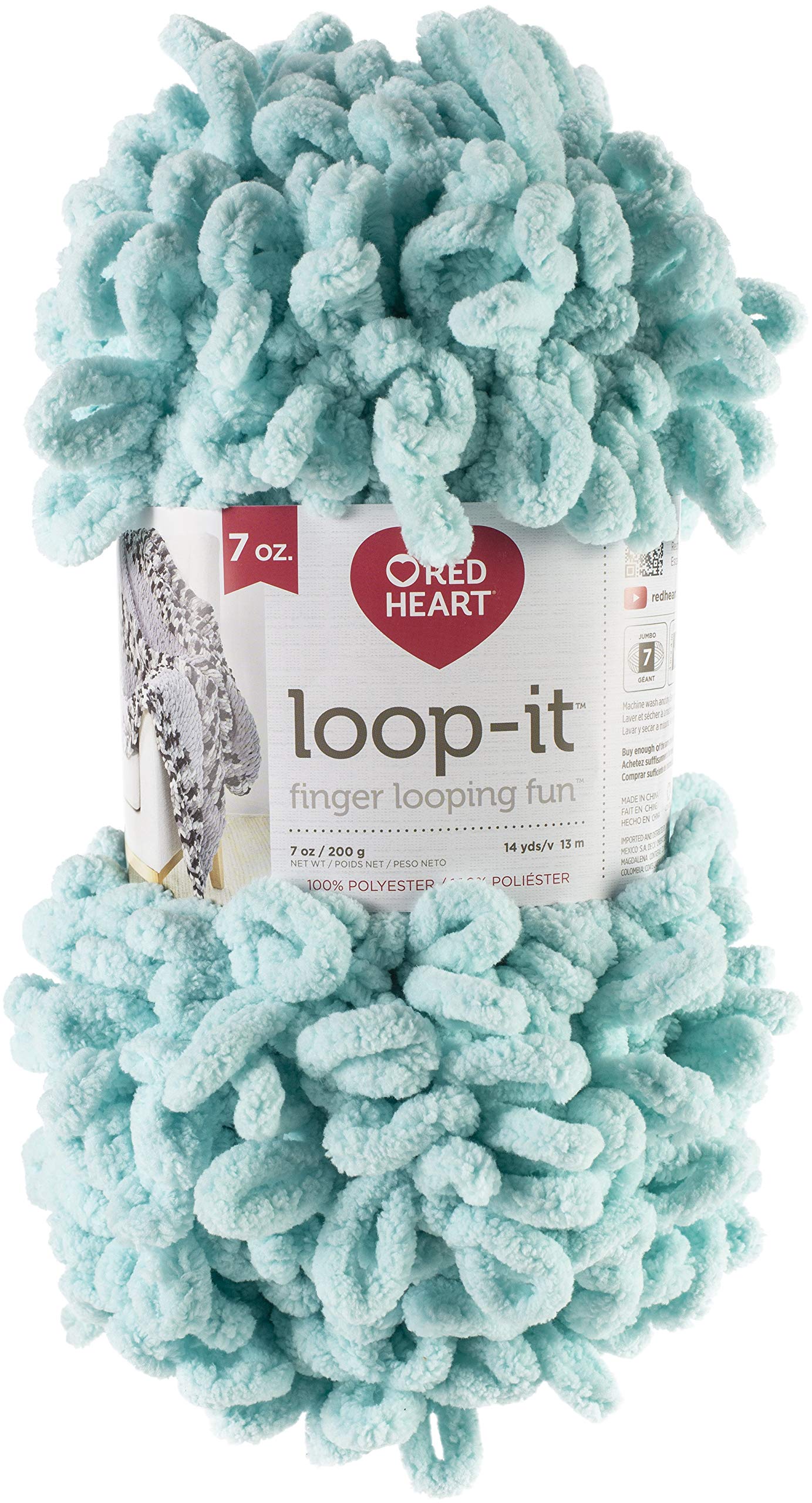 Red Heart Loop-It Yarn, Aqua-Scuse Me - Premium Crochet & Knitting Yarn for DIY Crafts, Sweaters, and Home Decor Projects