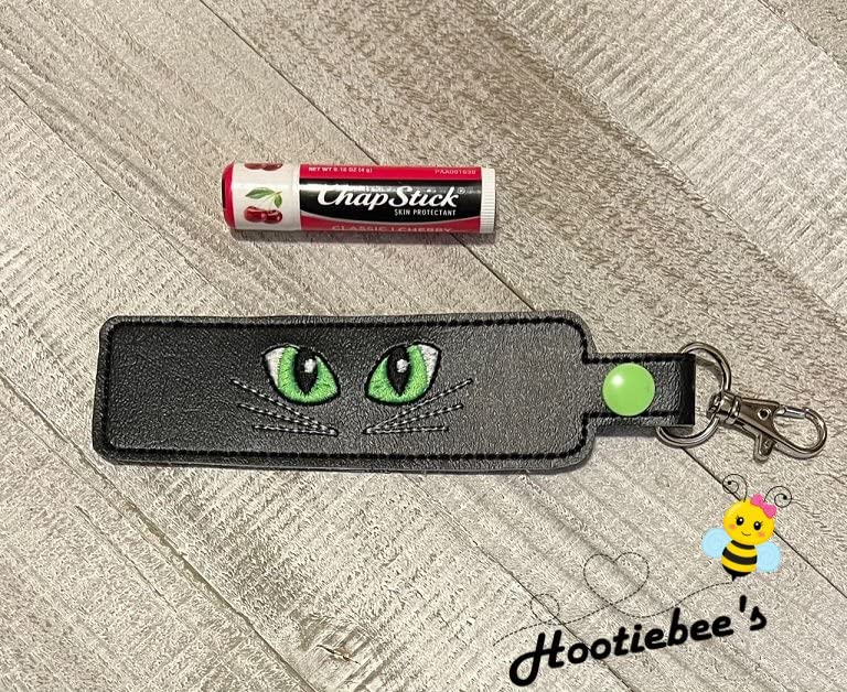 Cat Eyes Hand Sanitizer Holder & Lip Balm Keychain - Cute Sanitizer Bottle Clip for Purse, Car Keys, Backpack - Perfect for Travel, Office, School, Gym