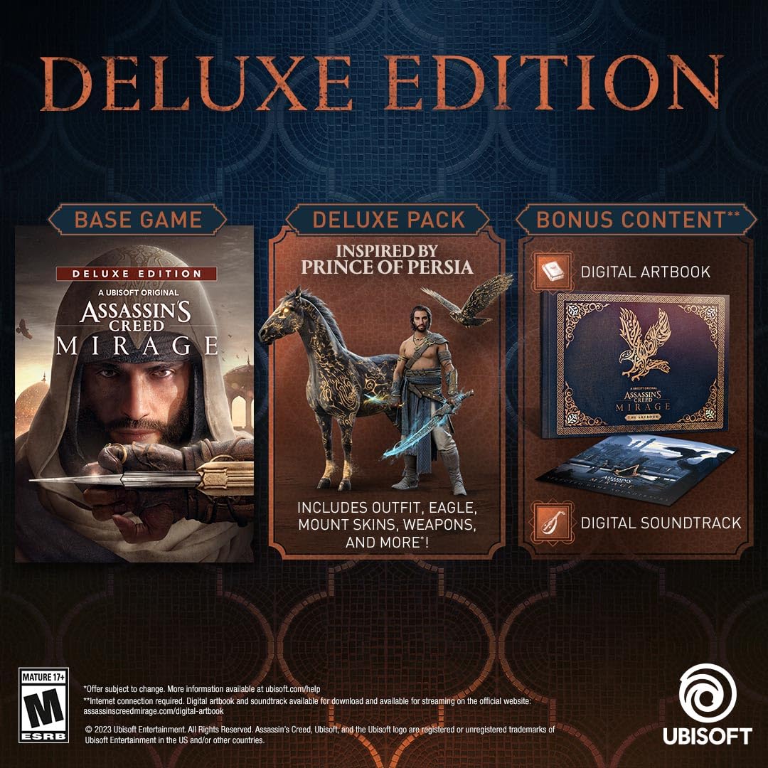 Assassin's Creed Mirage Deluxe Edition for PlayStation 5 - Open World Action Adventure Game with Exclusive Content | Perfect for Fans of Historical RPGs & Stealth Gameplay