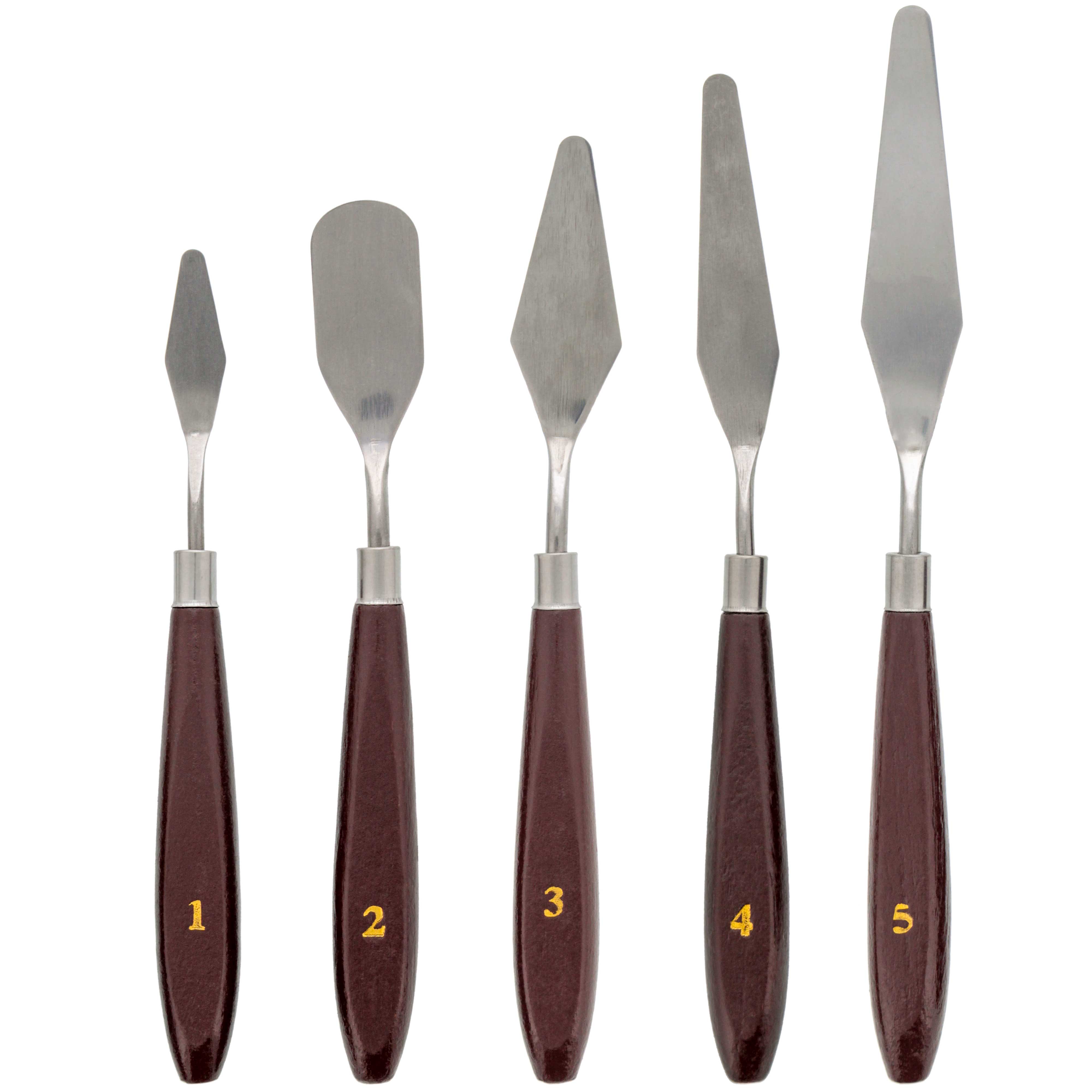 U.S. Art Supply 5-Piece Stainless Steel Palette Knife Set - Professional Spatula Painting Knives for Mixing, Spreading & Applying Oil & Acrylic Paints on Canvas - Perfect for Artists, Cake Decorating & Icing