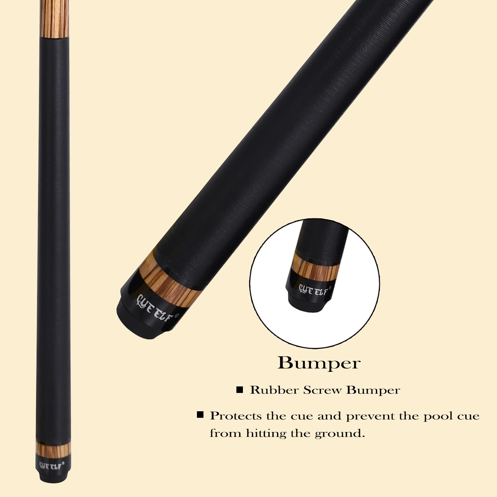 Heavy Hitter 3-Piece Jump Break Pool Cue Stick - 23oz Zebra Wood Pool Cue for Powerful Breaks & Jump Shots | Perfect for Professional & Recreational Billiards Players