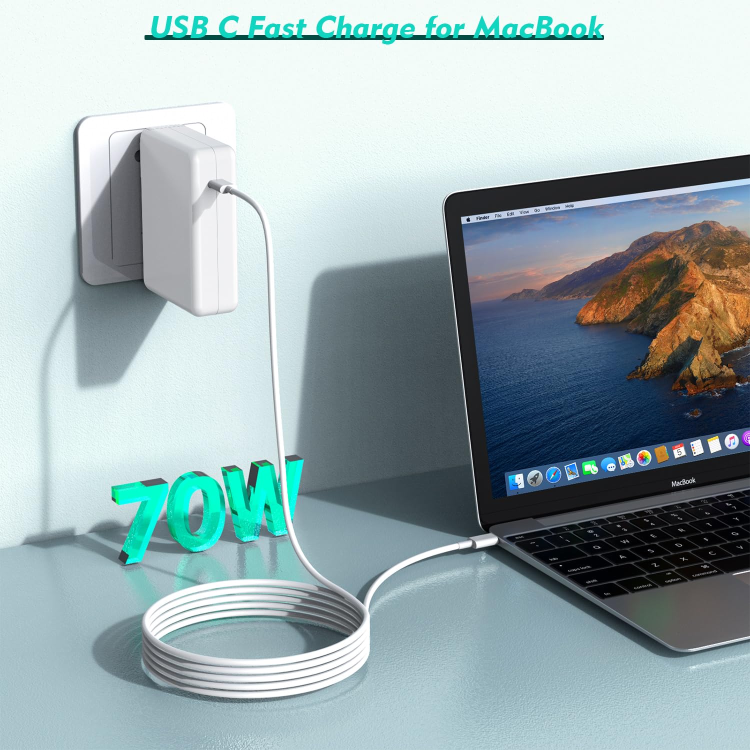 118W USB C Fast Charger for MacBook Pro & Air 13/14/15/16 inch - Compatible with iPad Pro & All USB-C Devices - Includes Charge Cable - Perfect for Home, Office & Travel Charging