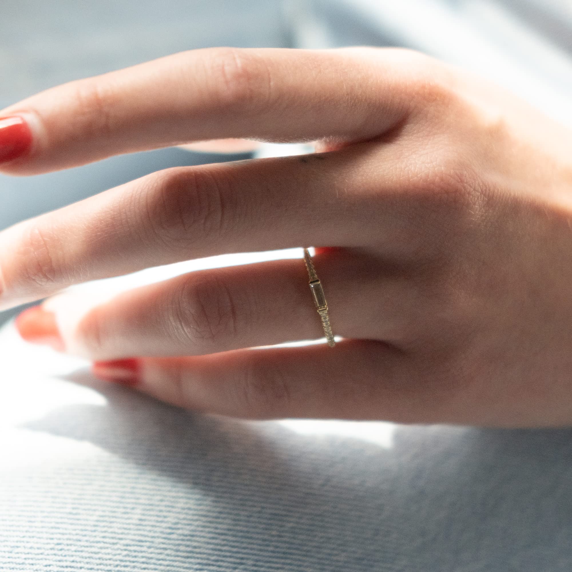 Dainty Emerald Cut CZ Wedding Band Ring for Women - Anniversary & Stacking Jewelry Gift