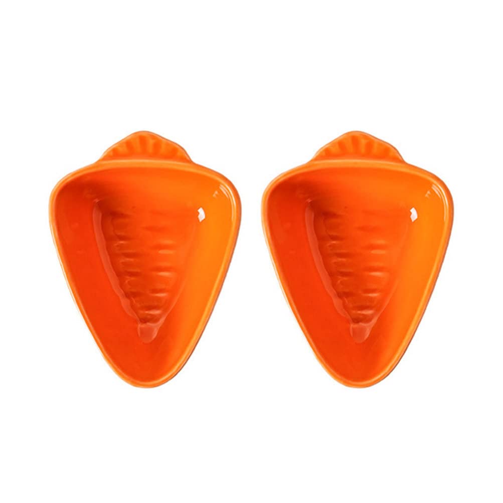 Hemoton 2Pcs Ceramic Vinegar Bowls - Unique Carrot-Shaped Soy Sauce Dishes for Sushi, Dumplings & Asian Cuisine - Small Condiment Plates for Seasoning, Dipping & Table Decor