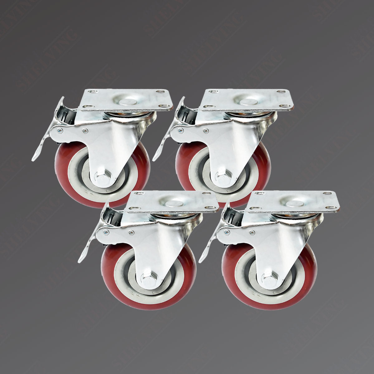 4 Heavy Duty Castor Wheels with Brake - 4 Hole Mounting Plate for 0.94m Height Workbench - Perfect for Workshop Tables, Garage Workbenches and Industrial Equipment Mobility